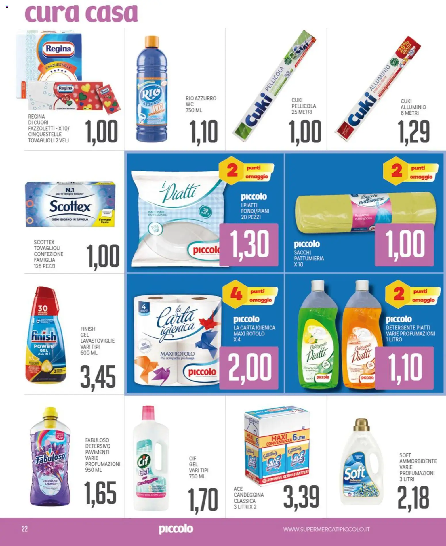 Volantino Piccolo del 19.01.2026 | Pagina: 22 | Prodotti: Balsamo, Ammorbidente, Candeggina, Pellicola