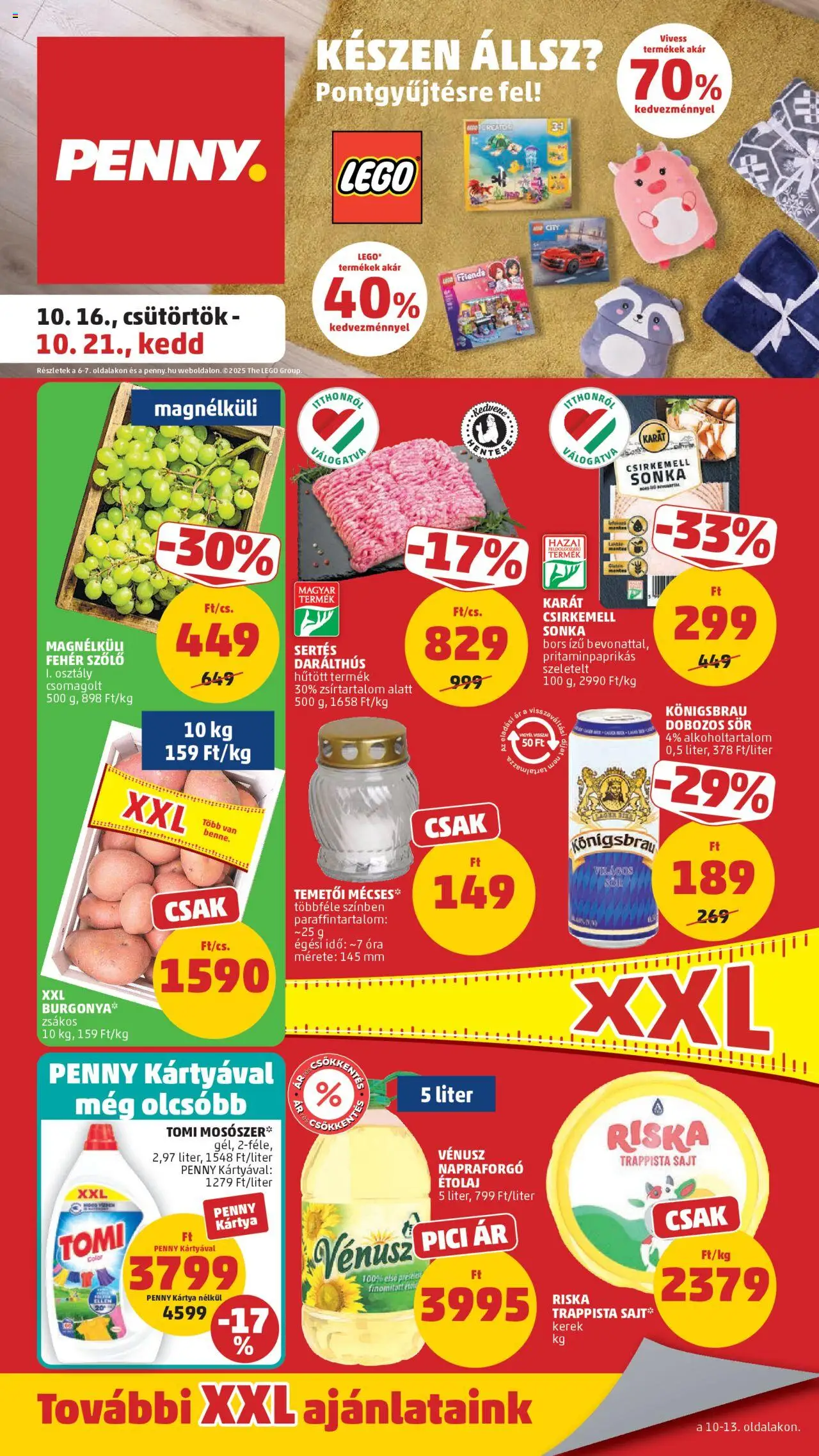 PENNY akciós ujság - amely érvényes a következő dátumtól: 16.10.2025 | Oldal: 1 | Termékek: Sajt, Sör, Mécses, Mosószer