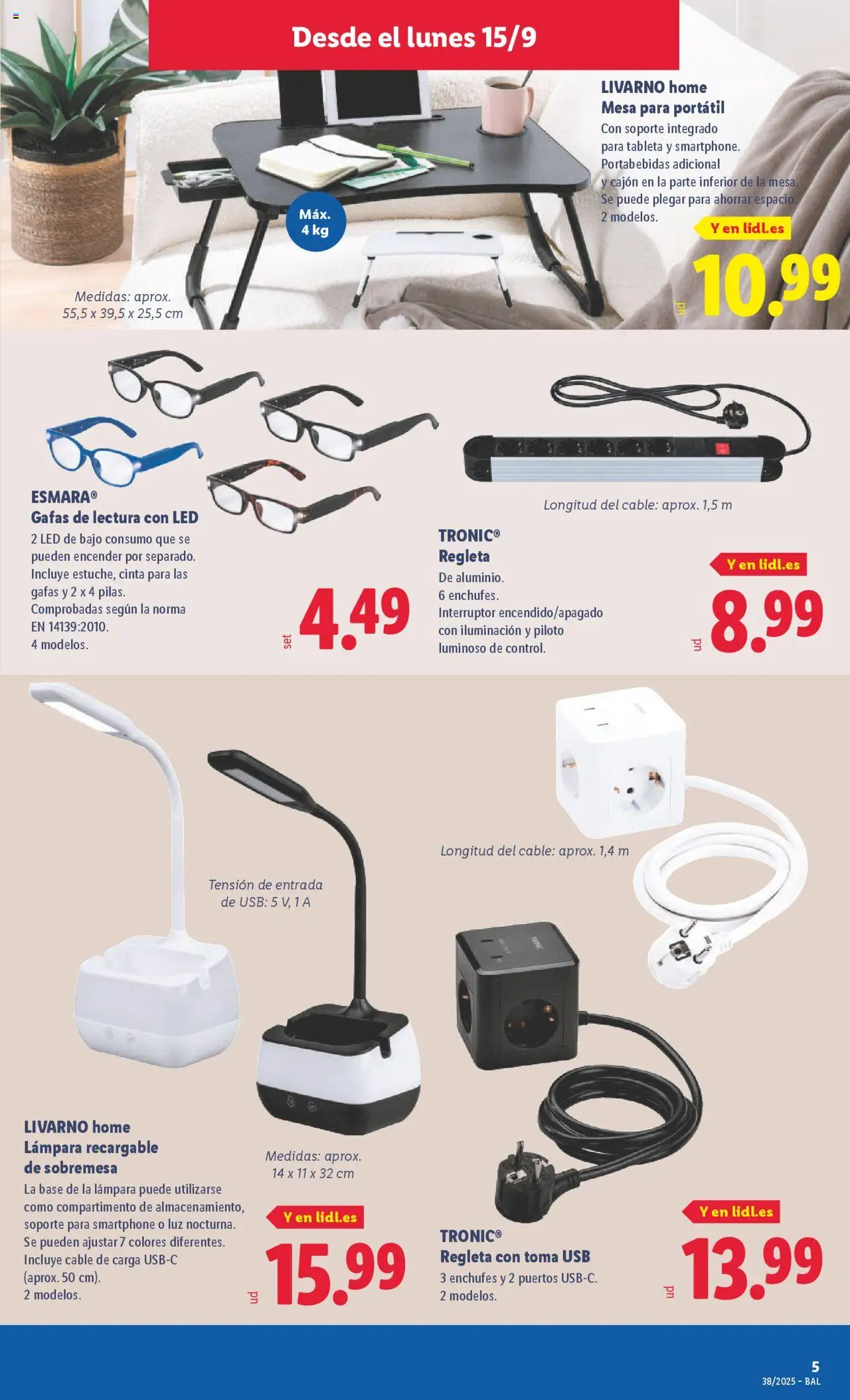 Lidl folleto de bazar │ válido desde el 15.09.2025 | Página: 11 | Productos: Tableta, Smartphone, USB, Mesa