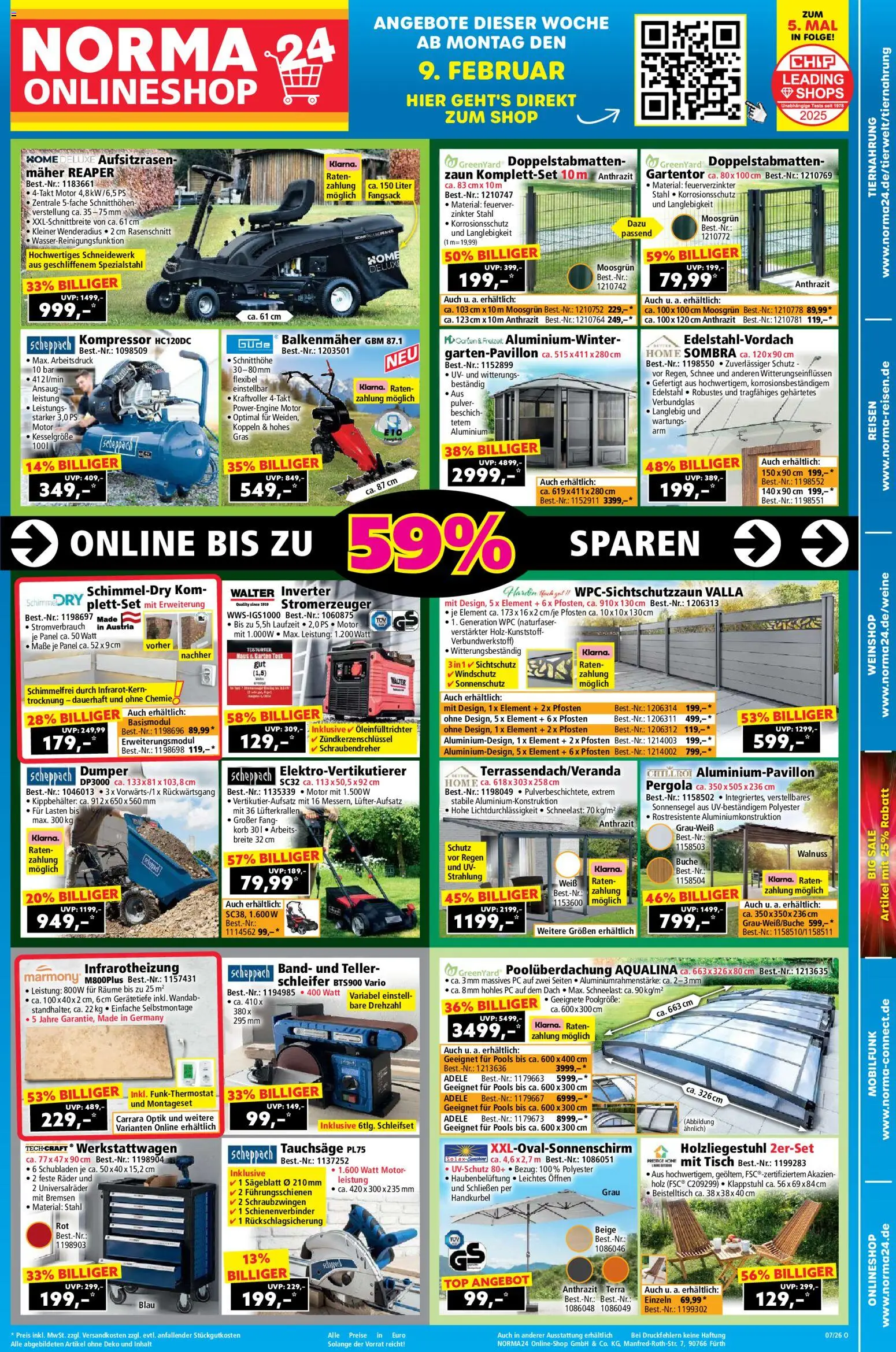 Norma Onlineshop – gültig ab 09.02.2026 | Seite: 1 | Produkte: Top, Tisch, Korb, PC