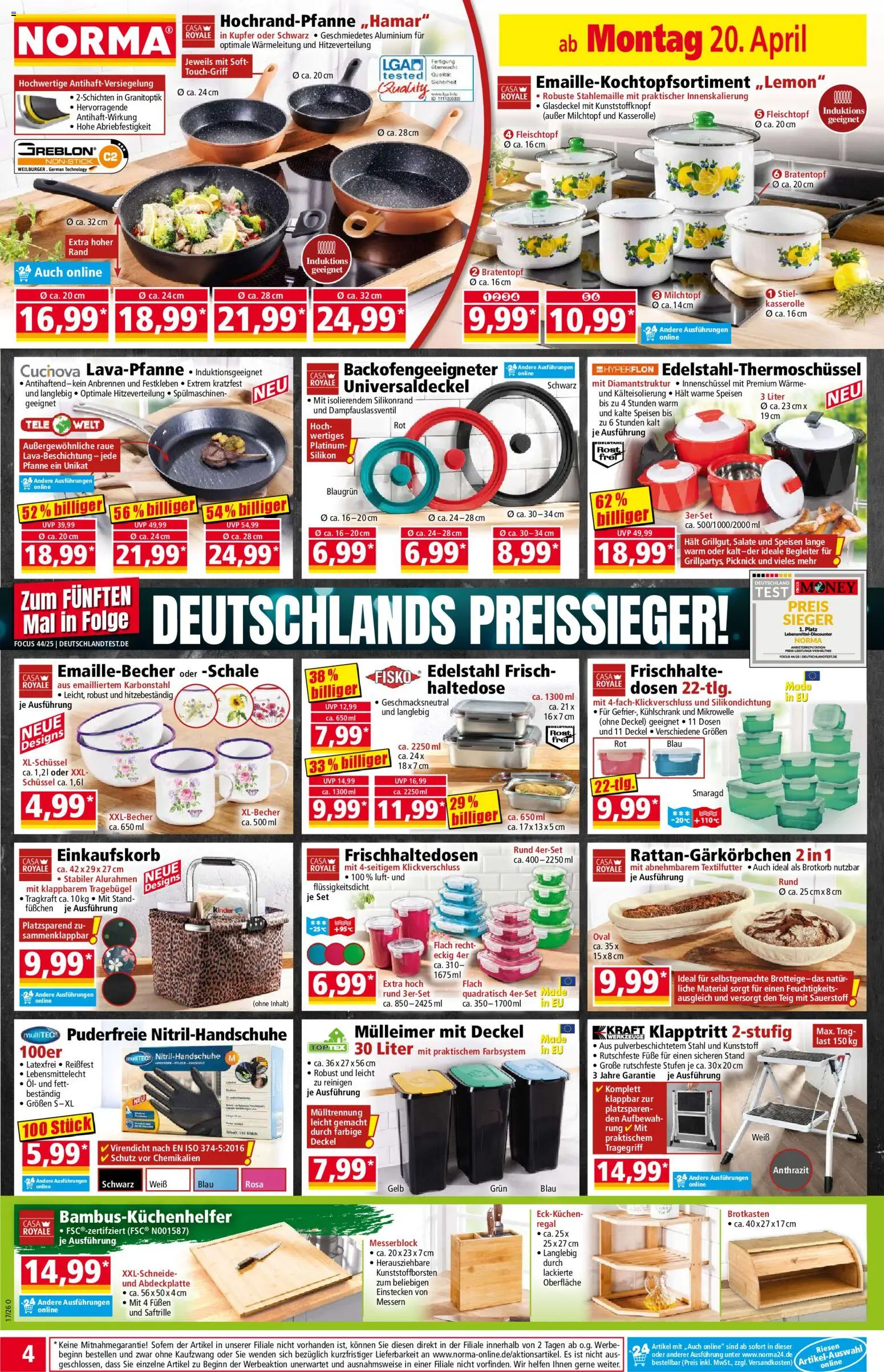 Norma Prospekt – gültig ab 20.04.2026 | Seite: 4 | Produkte: Mikrowelle, Öl, Regal, Kühlschrank