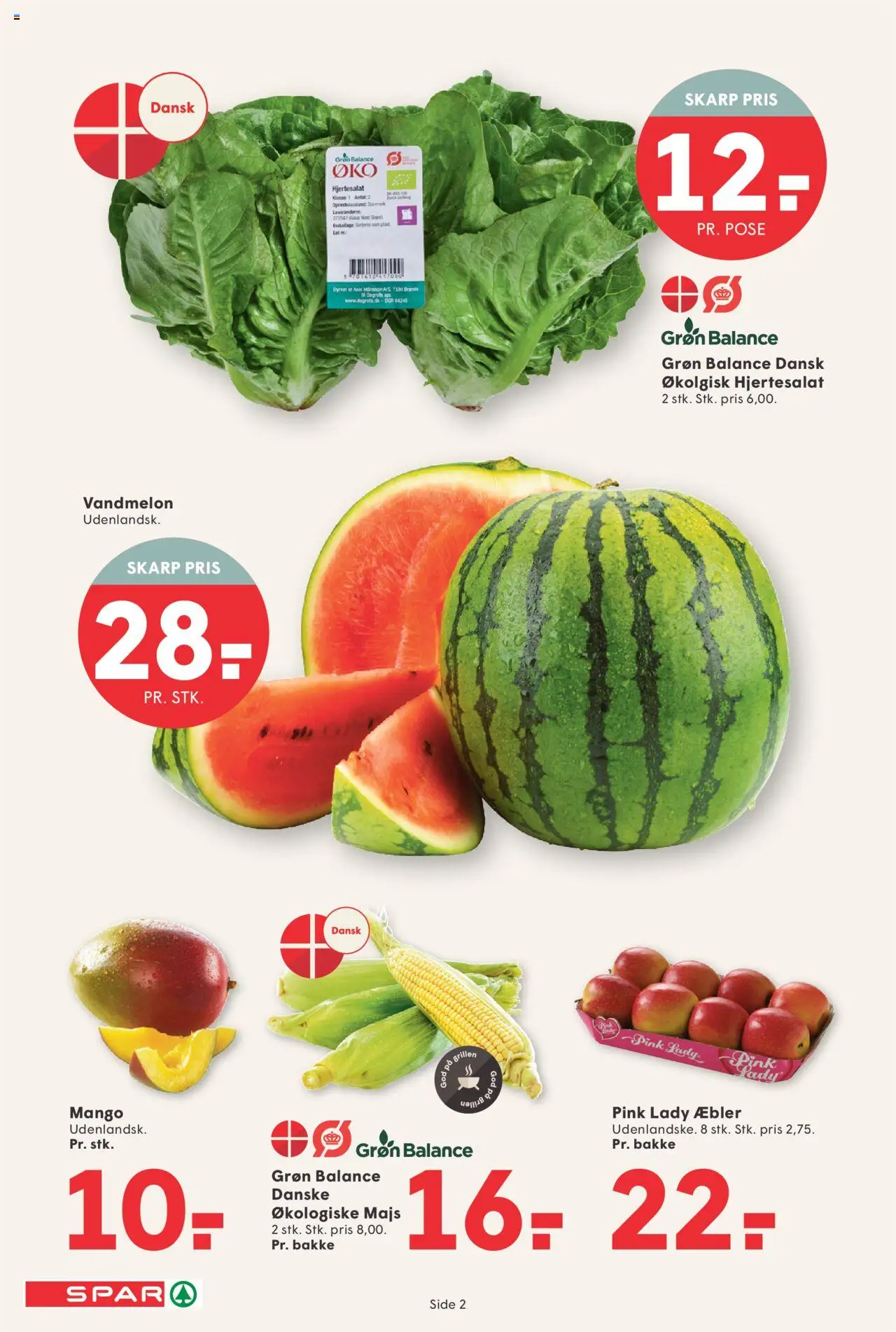Spar Tilbudsavis gyldig fra 15.08.2025 | Side: 2 | Produkter: Mango, Majs, Vandmelon, Søm