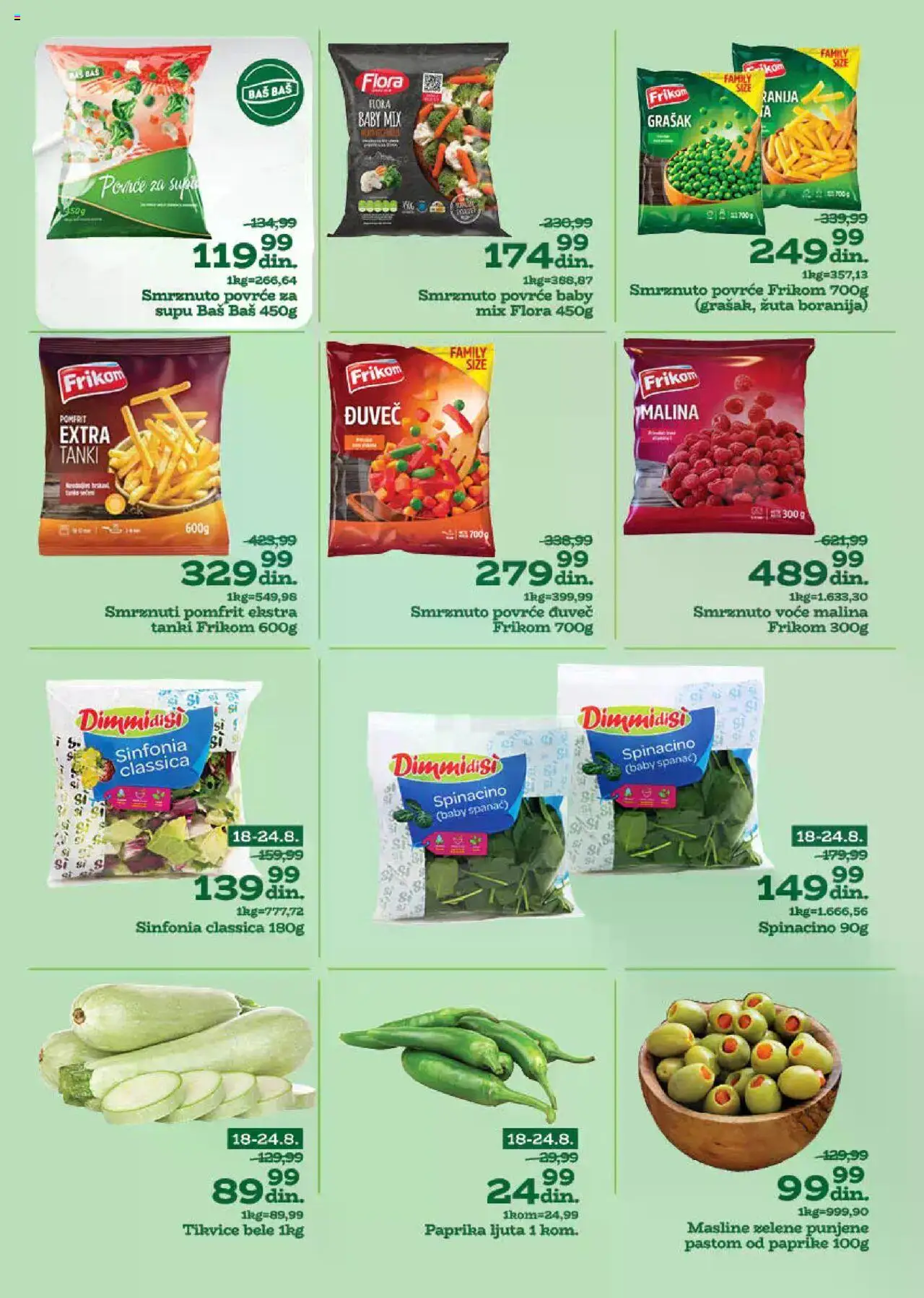 Univerexport katalog - važi od 18.08.2025 | Strana: 2 | Proizvode: Spanać, Masline, Grašak, Paprika