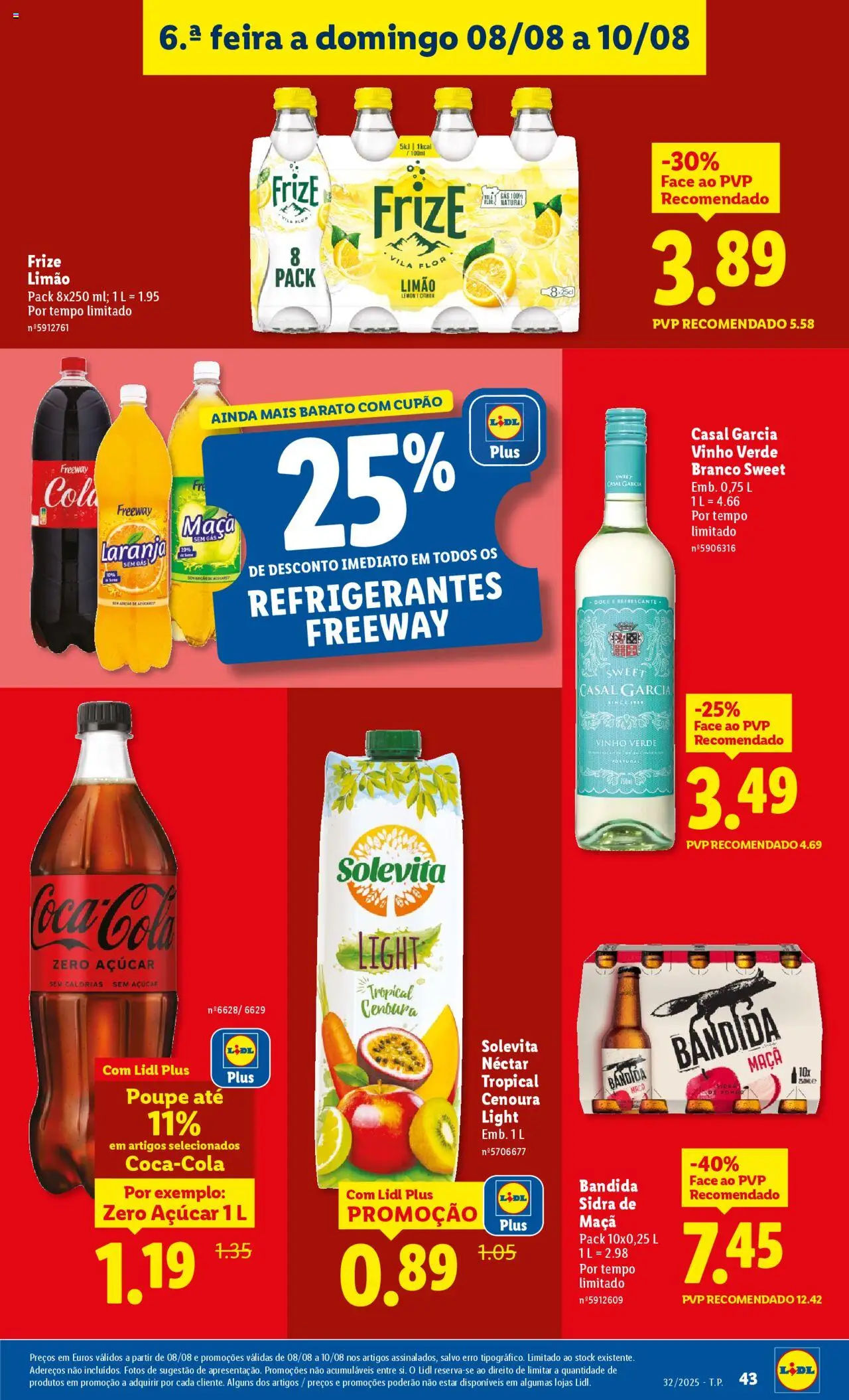 Lidl folheto │ válido de 04.08.2025 | Página: 43 | Produtos: Maça, Vinho, Açúcar, Coca-cola