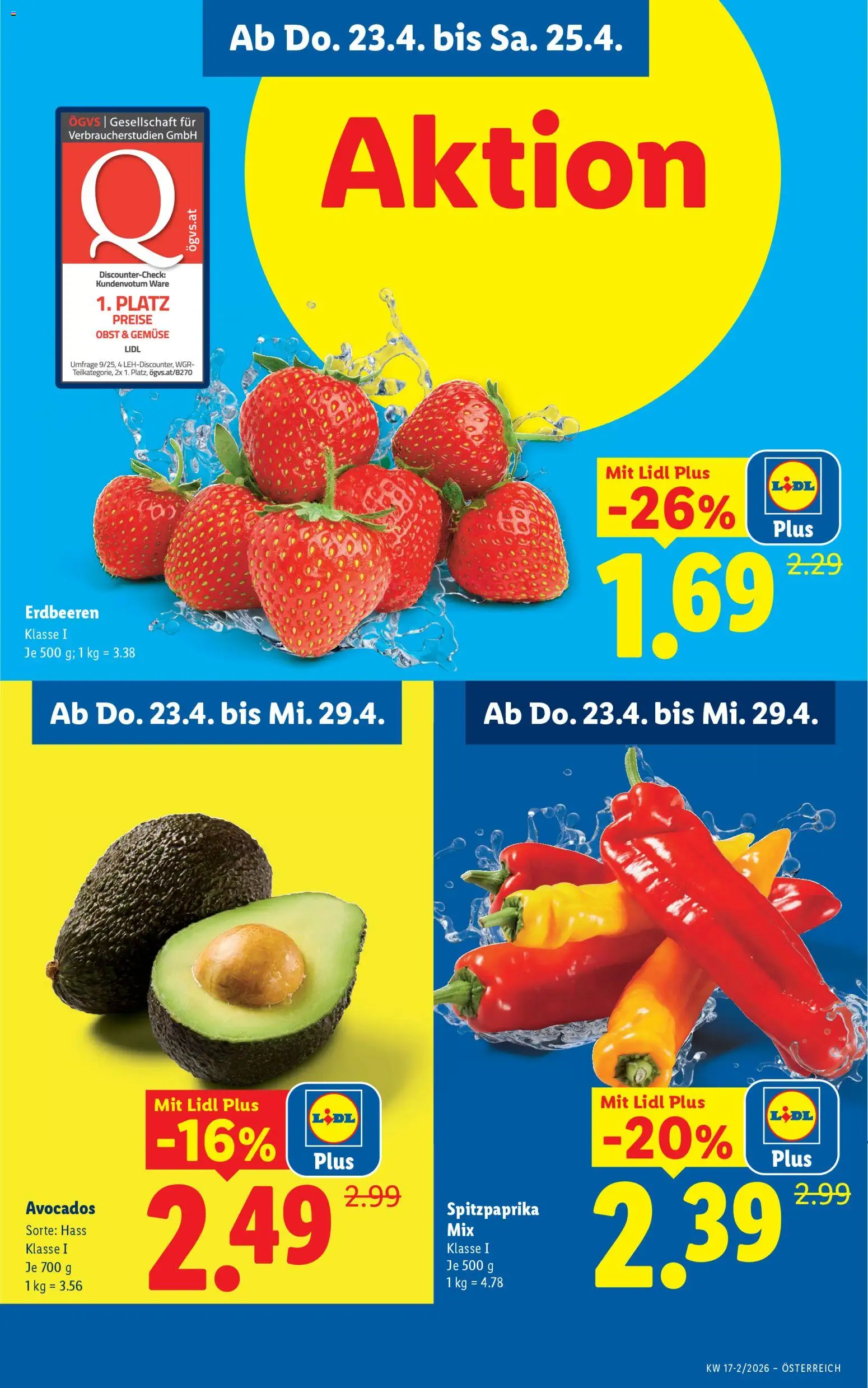 Lidl Flugblatt - Eisenstadt, Ebenfurth, Mattersburg gültig ab 23.04.2026 | Seite: 3 | Produkte: Erdbeeren, Gemüse, Obst