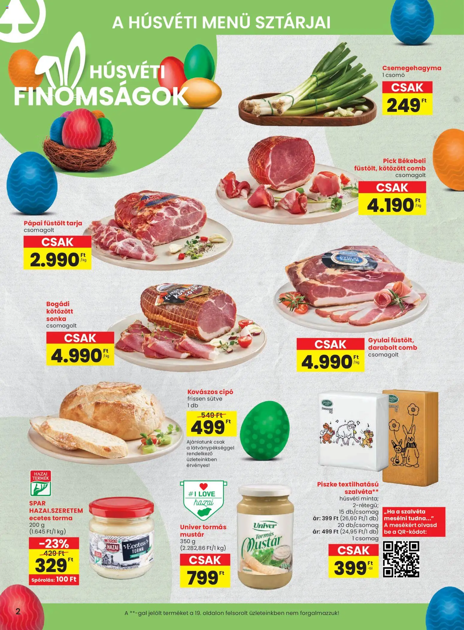 Spar akciós ujság - amely érvényes a következő dátumtól: 26.03.2026 | Oldal: 2 | Termékek: Pick, Füstölt tarja, Csemegehagyma, Mustár
