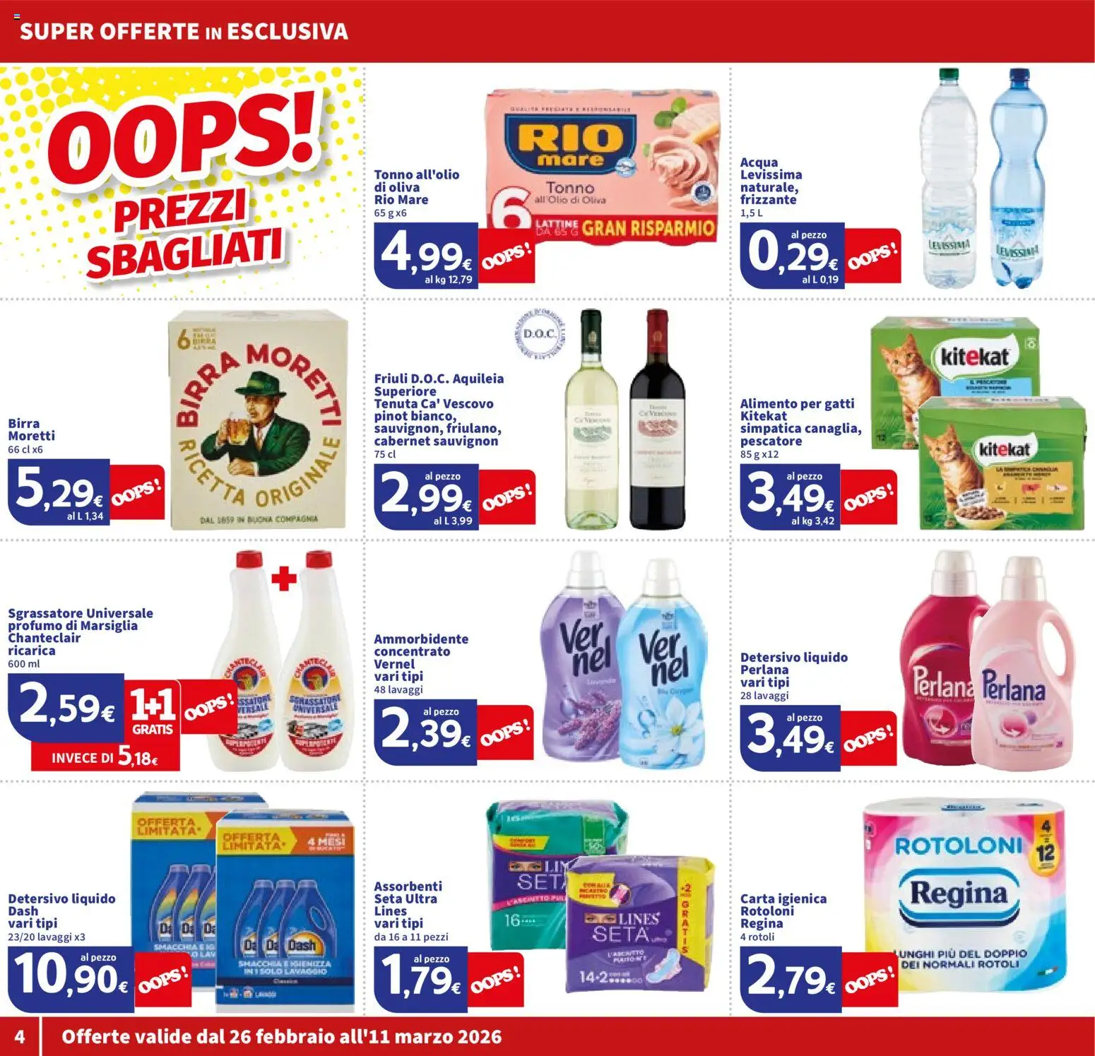 Volantino SIGMA del 26.02.2026 | Pagina: 4 | Prodotti: Birra, Ammorbidente, Sgrassatore, Acqua