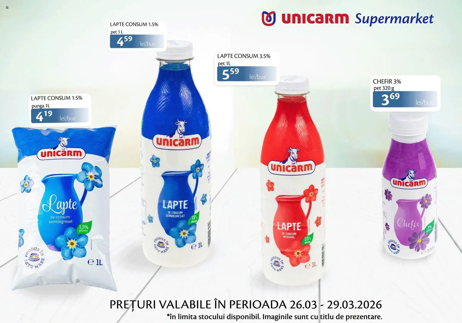 Noul catalog Unicarm – valabil de la 26.03.2026 | Pagină: 1 | Produse: Pungă, Duș, Lapte, Sos