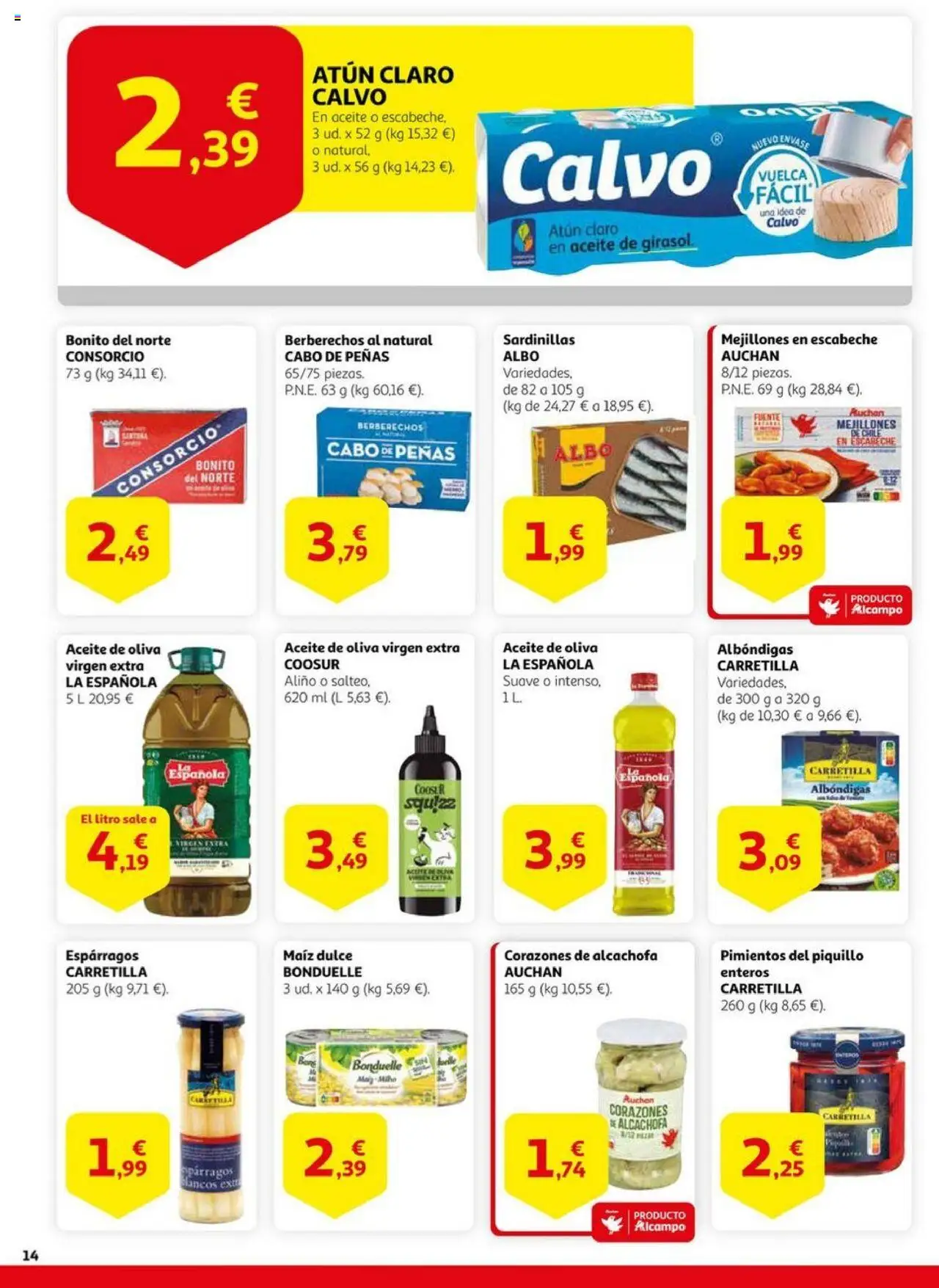 Alcampo - Especial Mascotas Guanya en estalvi │ válido desde el 20.05.2025 | Página: 14 | Productos: Berberechos, Aceite, Aceite de oliva virgen extra, Atún claro