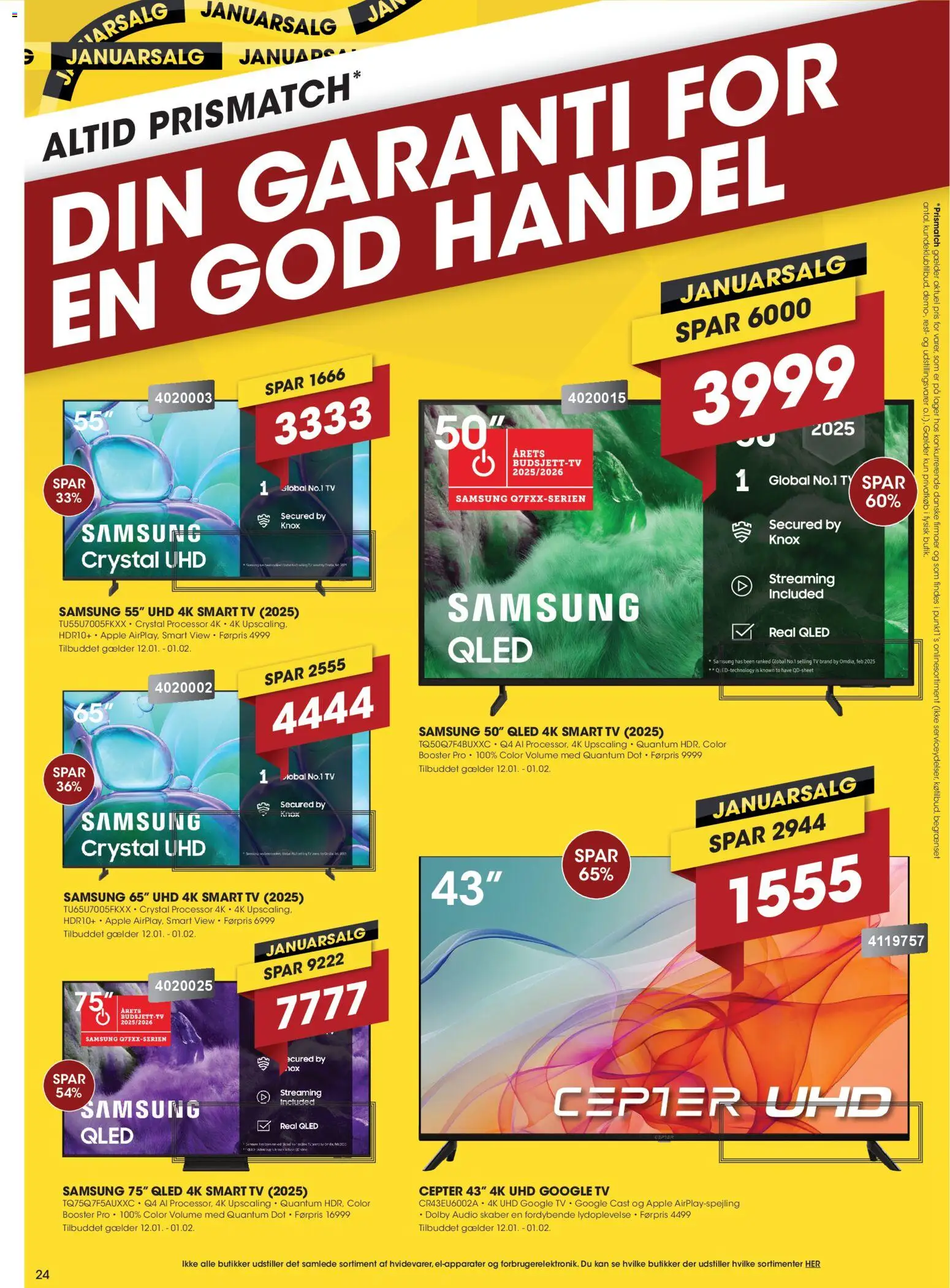 Punkt1 tilbudsavis – gyldig fra 12.01.2026 | Side: 24 | Produkter: Processor, Smart TV, Is, Søm