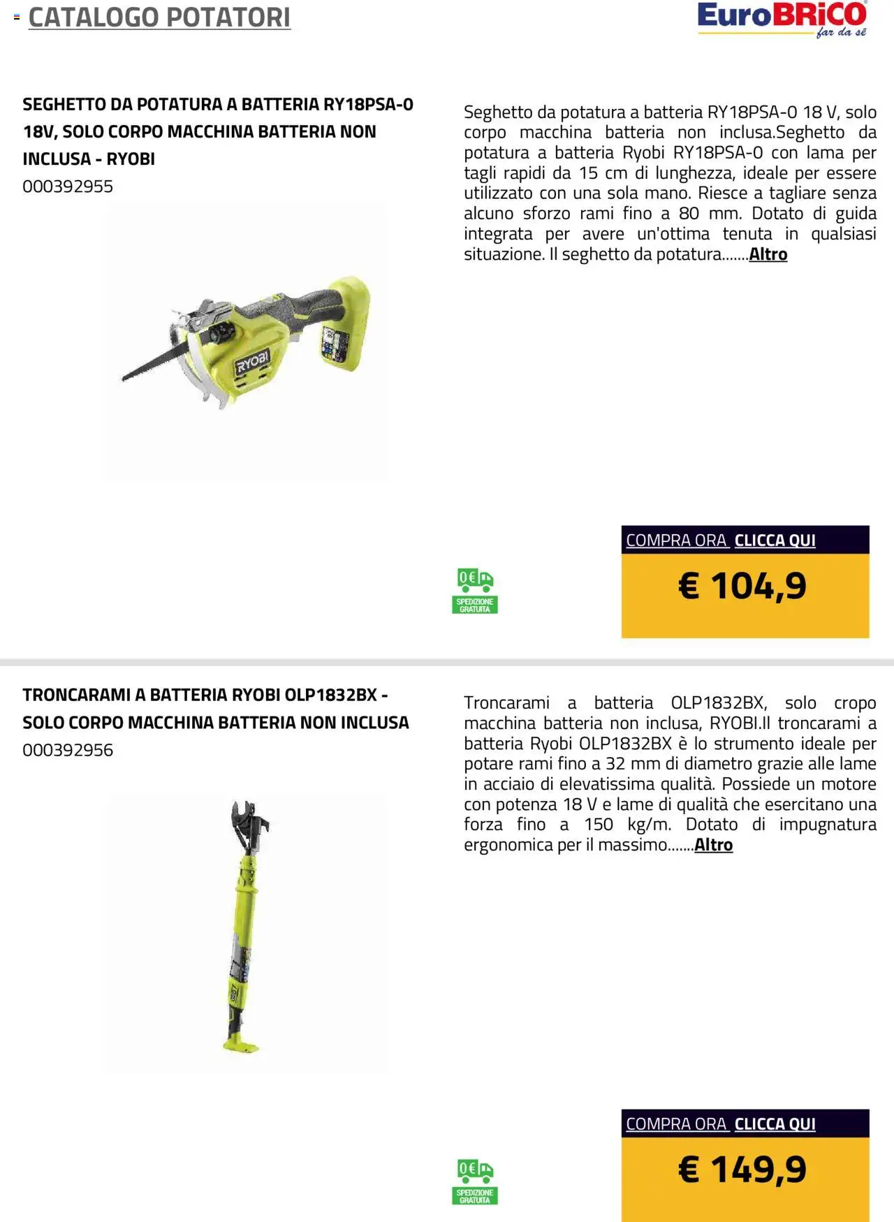 Volantino Eurobrico del 23.07.2025 | Pagina: 6 | Prodotti: Batteria