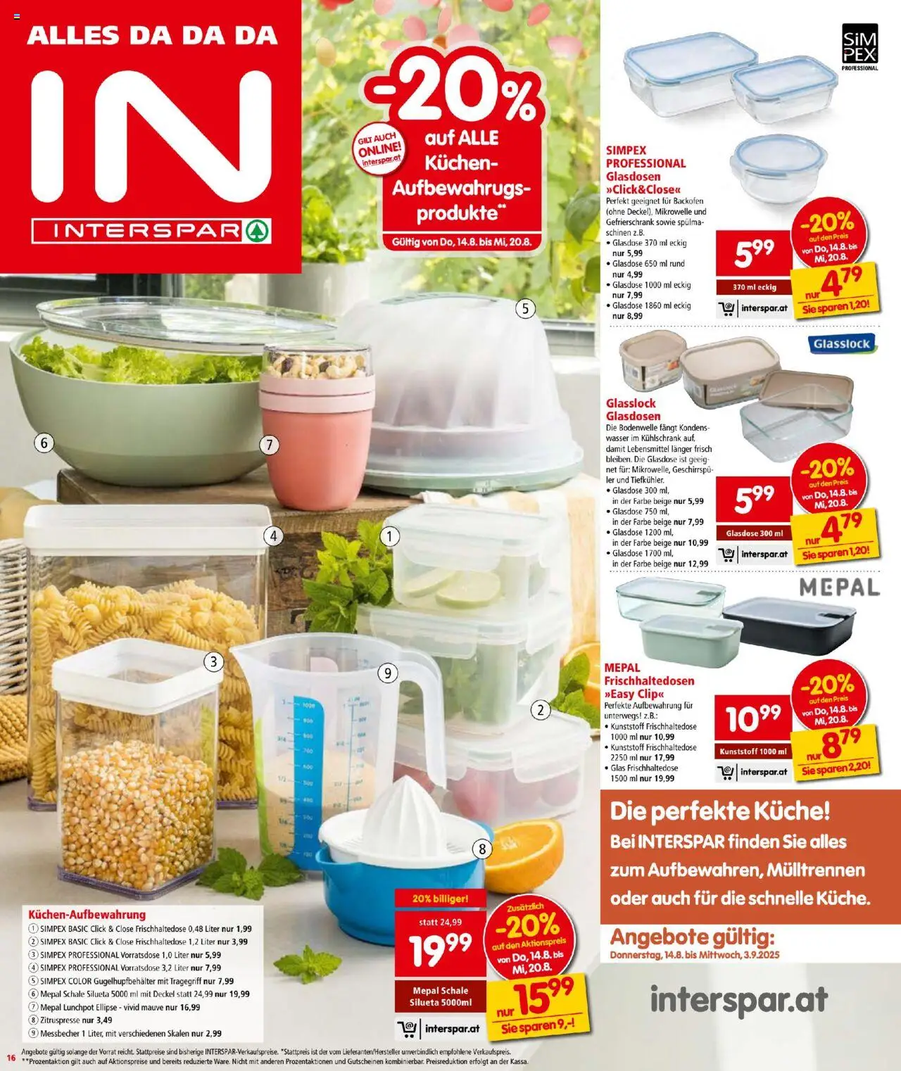 Interspar Flugblatt gültig ab 14.08.2025 | Seite: 16 | Produkte: Wasser, Libacomb, Kühlschrank, Mikrowelle