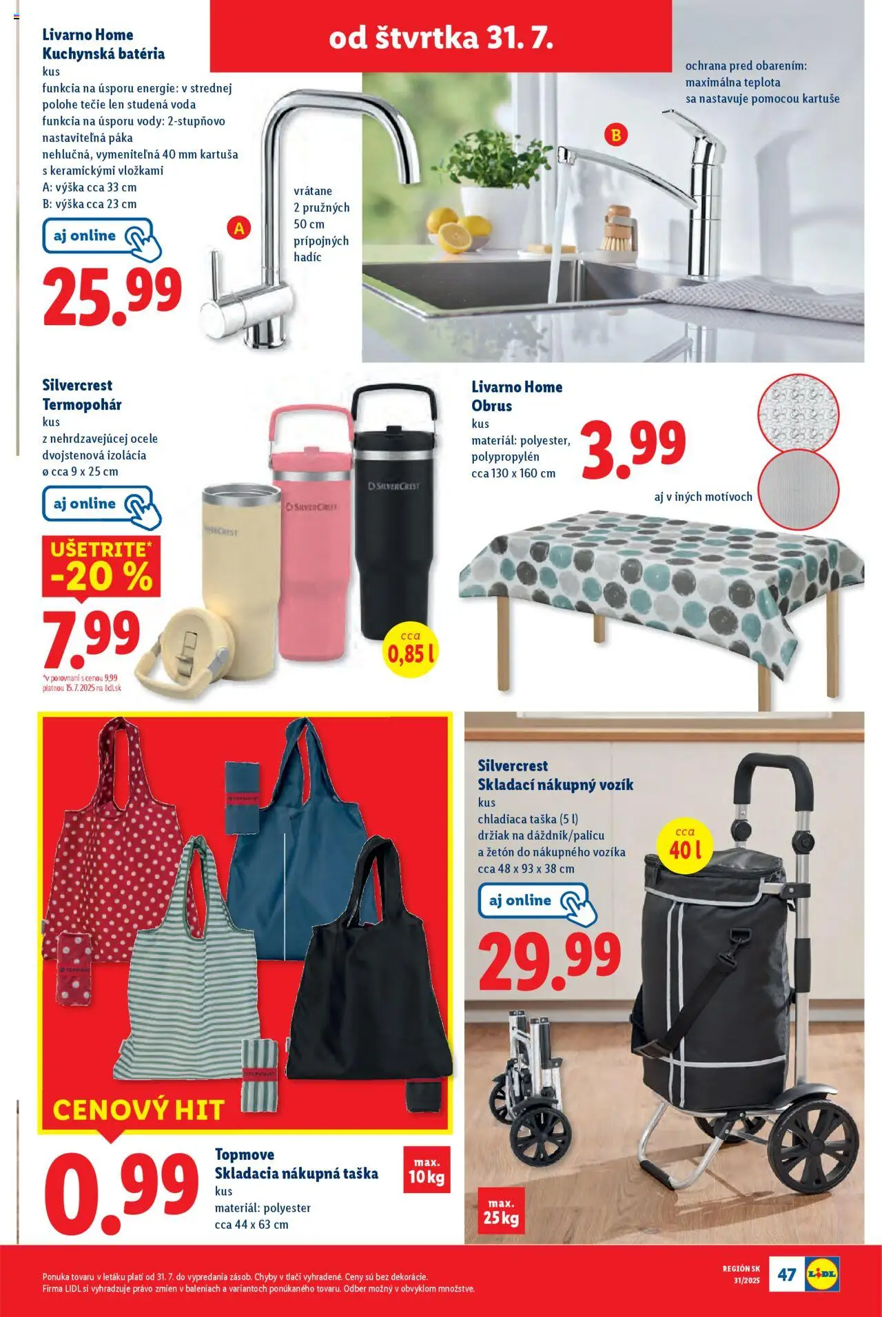 Lidl leták │ platný od 28.07.2025 | Strana: 71 | Produkty: Batéria, Voda, Taška