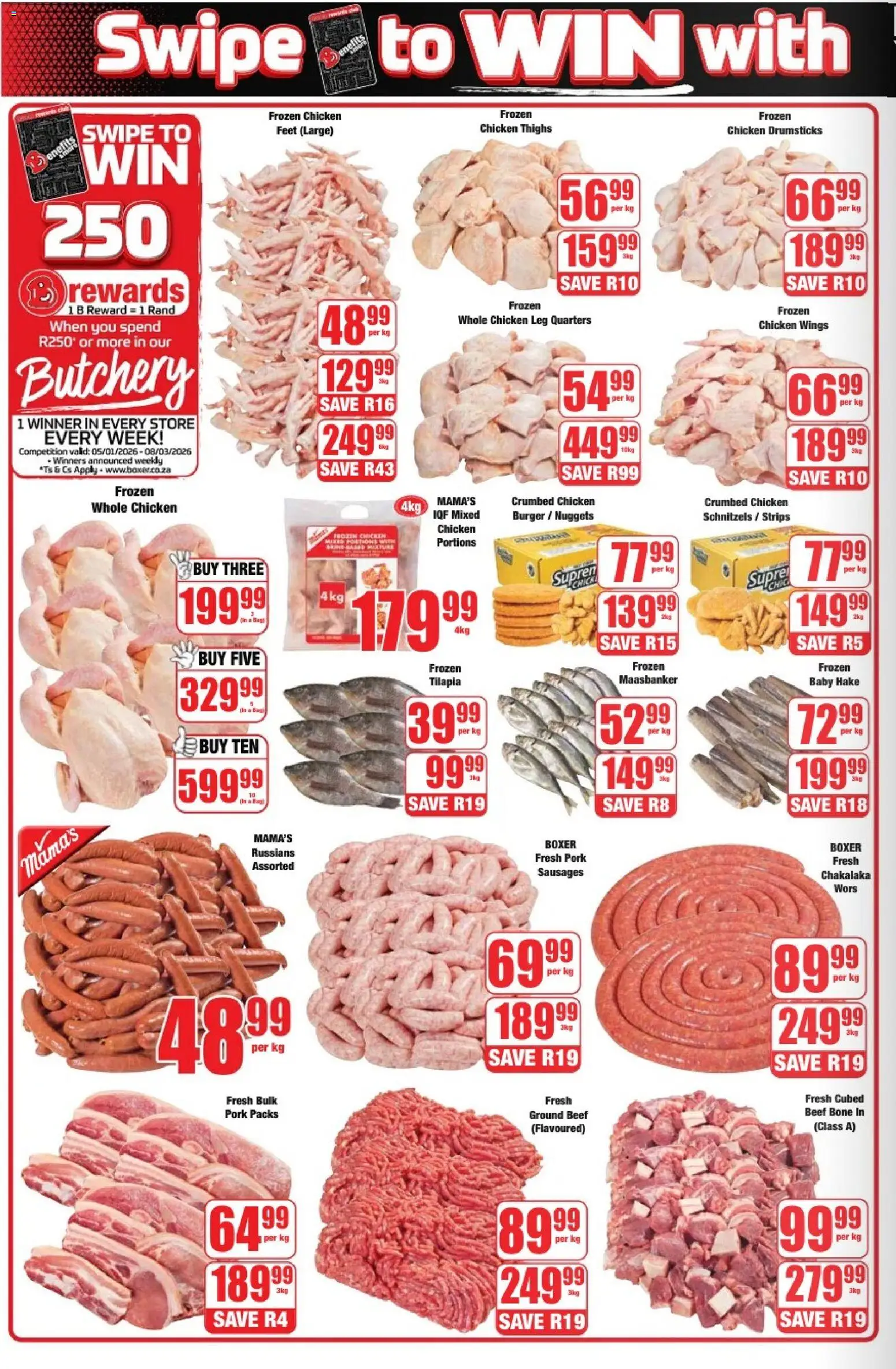 New Boxer catalogue – valid from 05.01.2026 | Page: 2 | Products: Magdalenas, Chicken, Pork, Beef