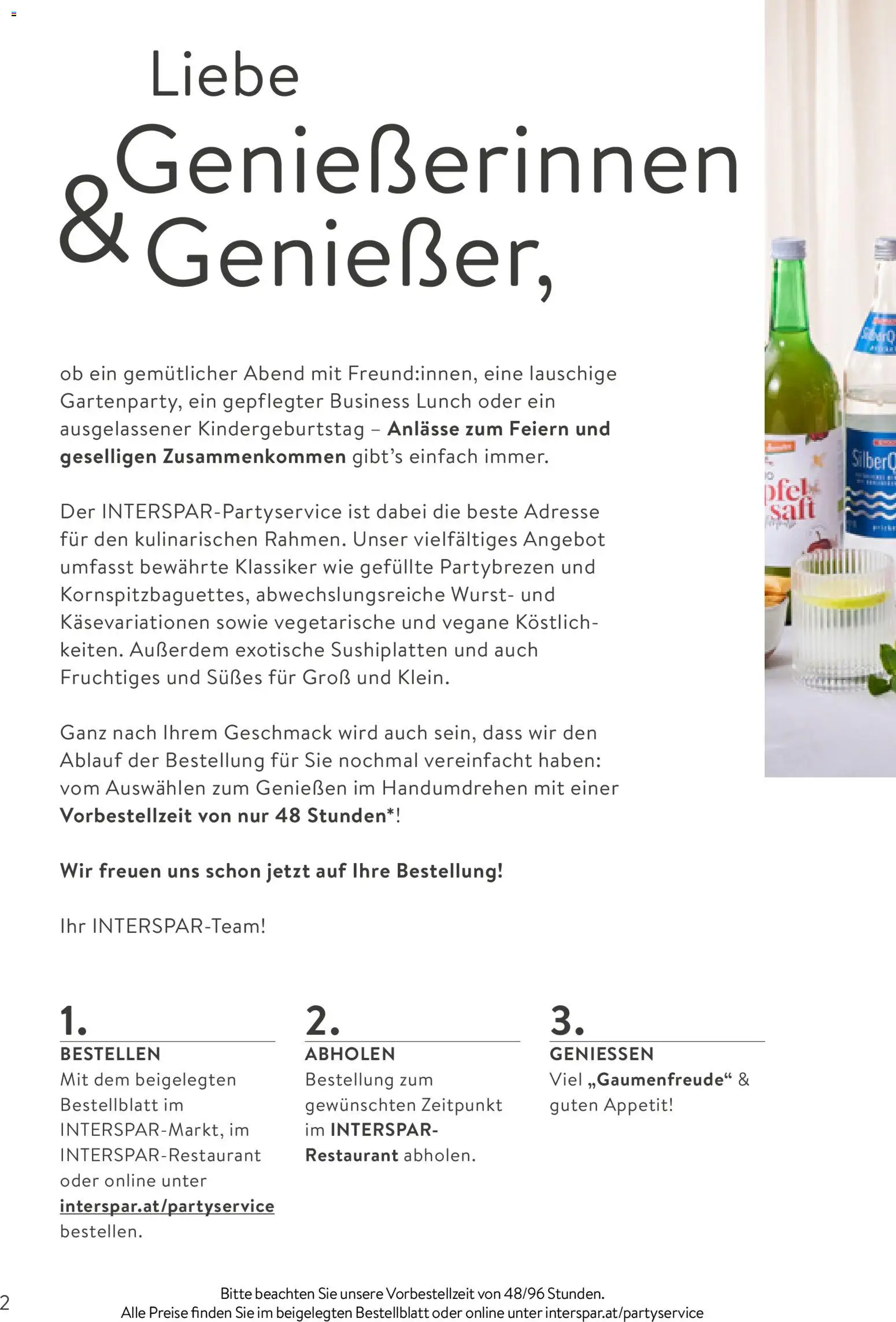 Interspar Party Service gültig ab 26.01.2026 | Seite: 2 | Produkte: Wurst, Saft