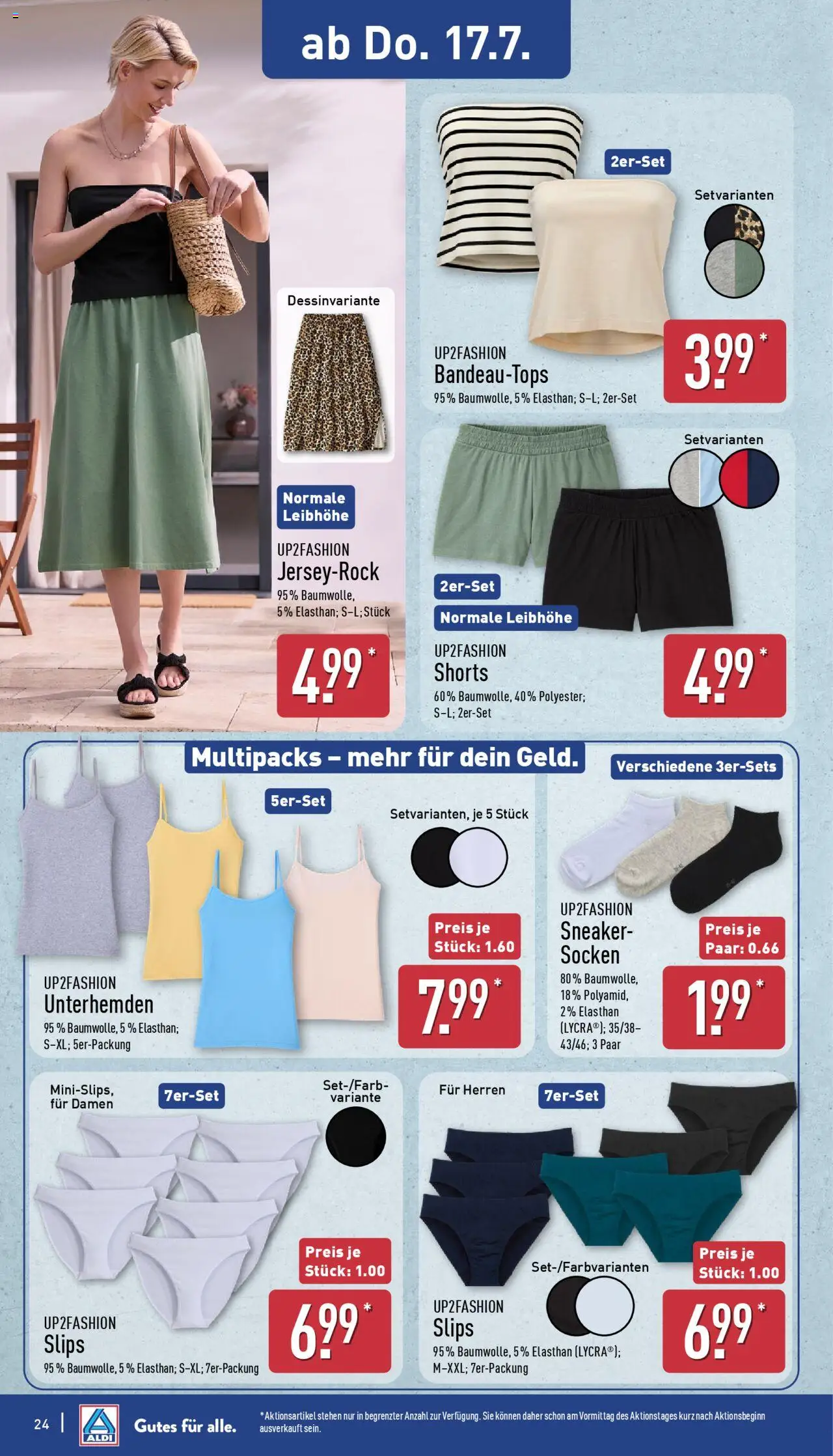 Aldi Prospekt 	 - gültig ab dem 14.07.2025 | Seite: 24 | Produkte: Top, Up2fashion, Socken