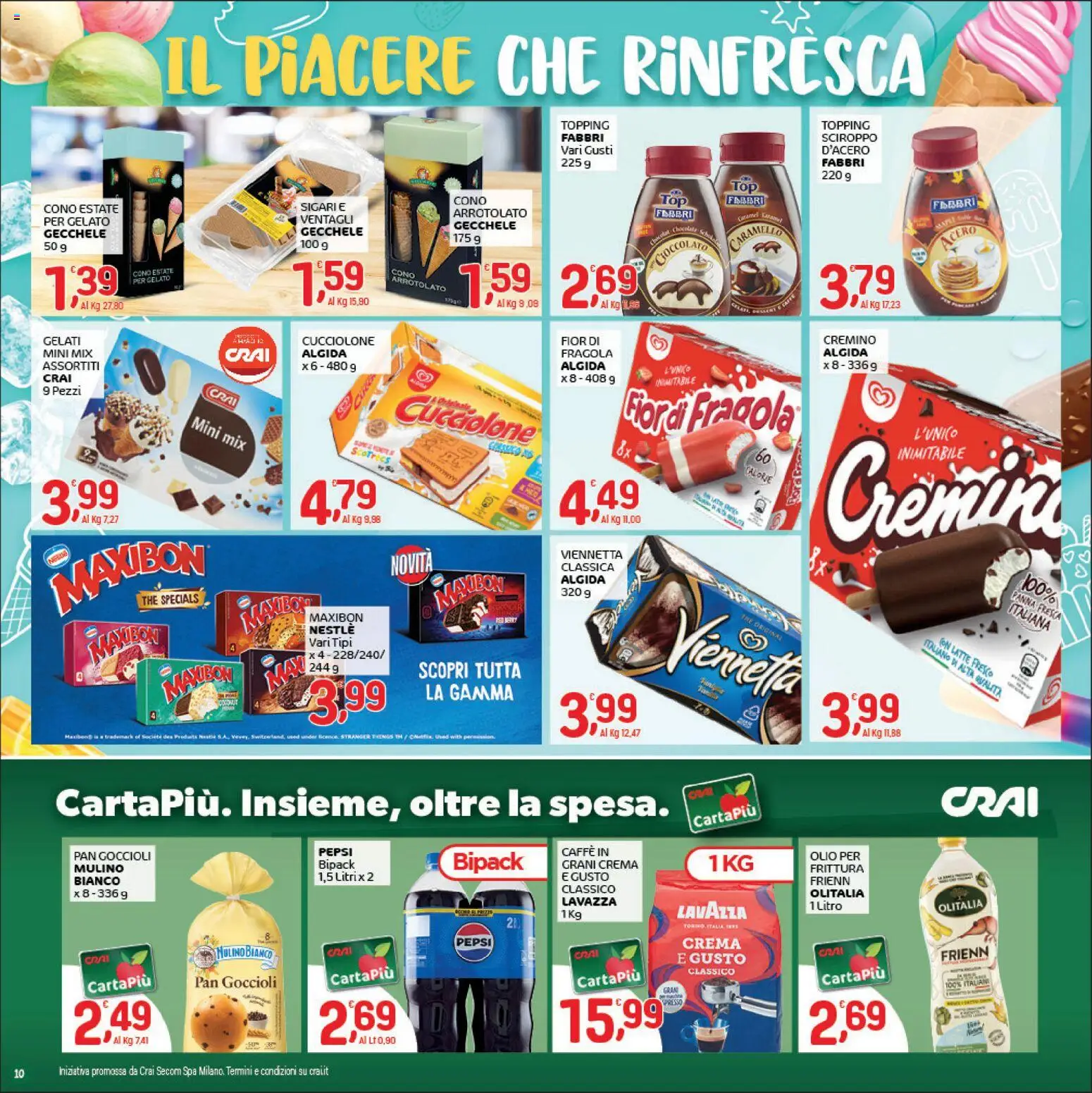 Volantino CRAI del 14.05.2026 | Pagina: 10 | Prodotti: Cioccolato, Gelato, Olio, Lavazza