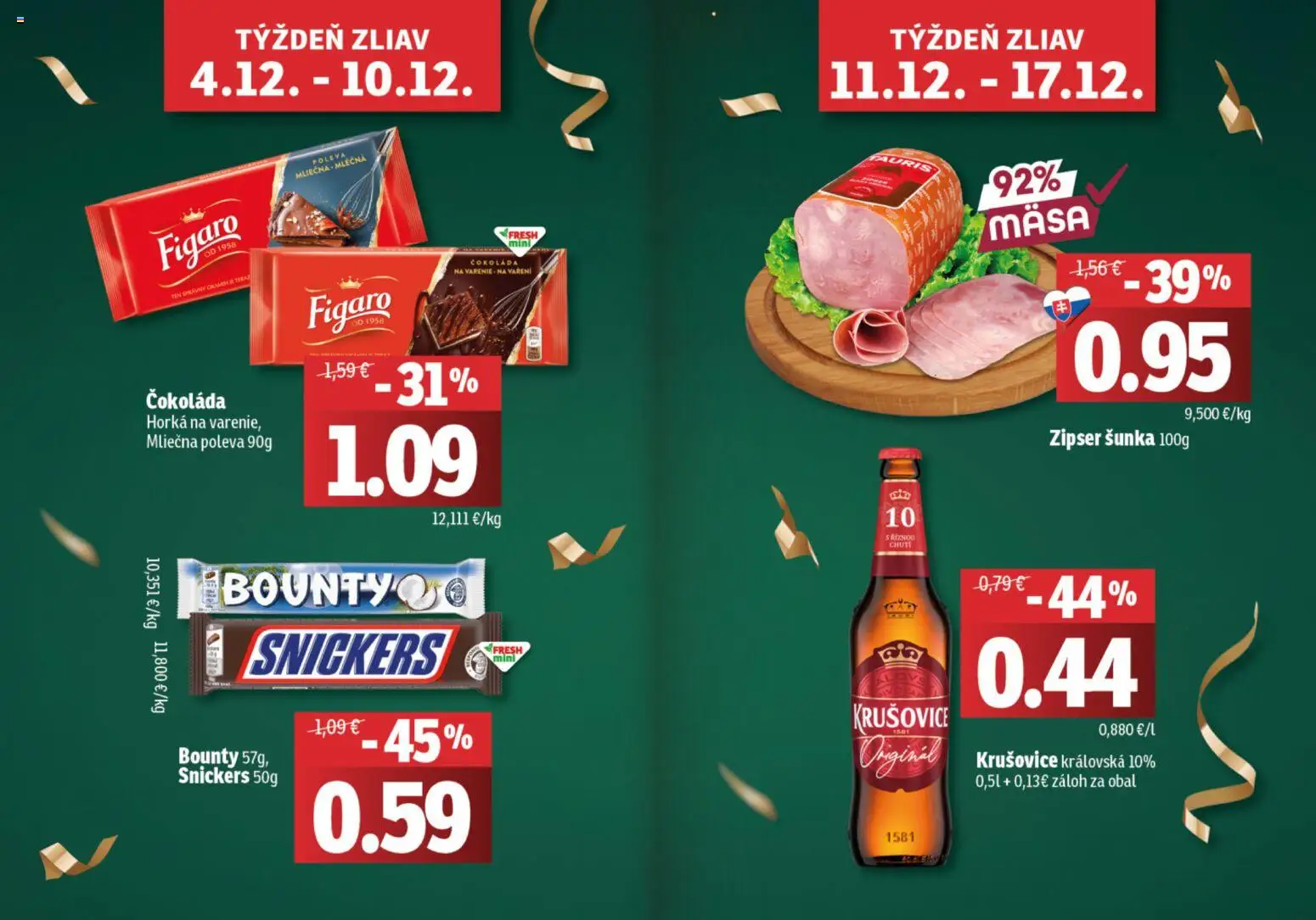 Nové Fresh akcie – leták je platný od 04.12.2025 | Strana: 2 | Produkty: Šunka, Krušovice, Čokoláda