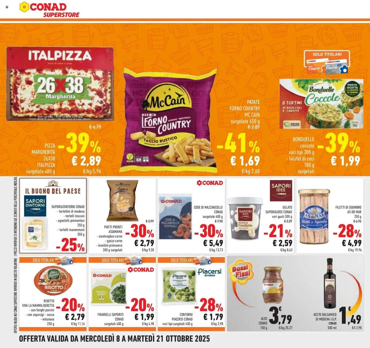 Volantino Conad del 08.10.2025 | Pagina: 20 | Prodotti: Pasta, Broccoli, Aceto, Tortelli