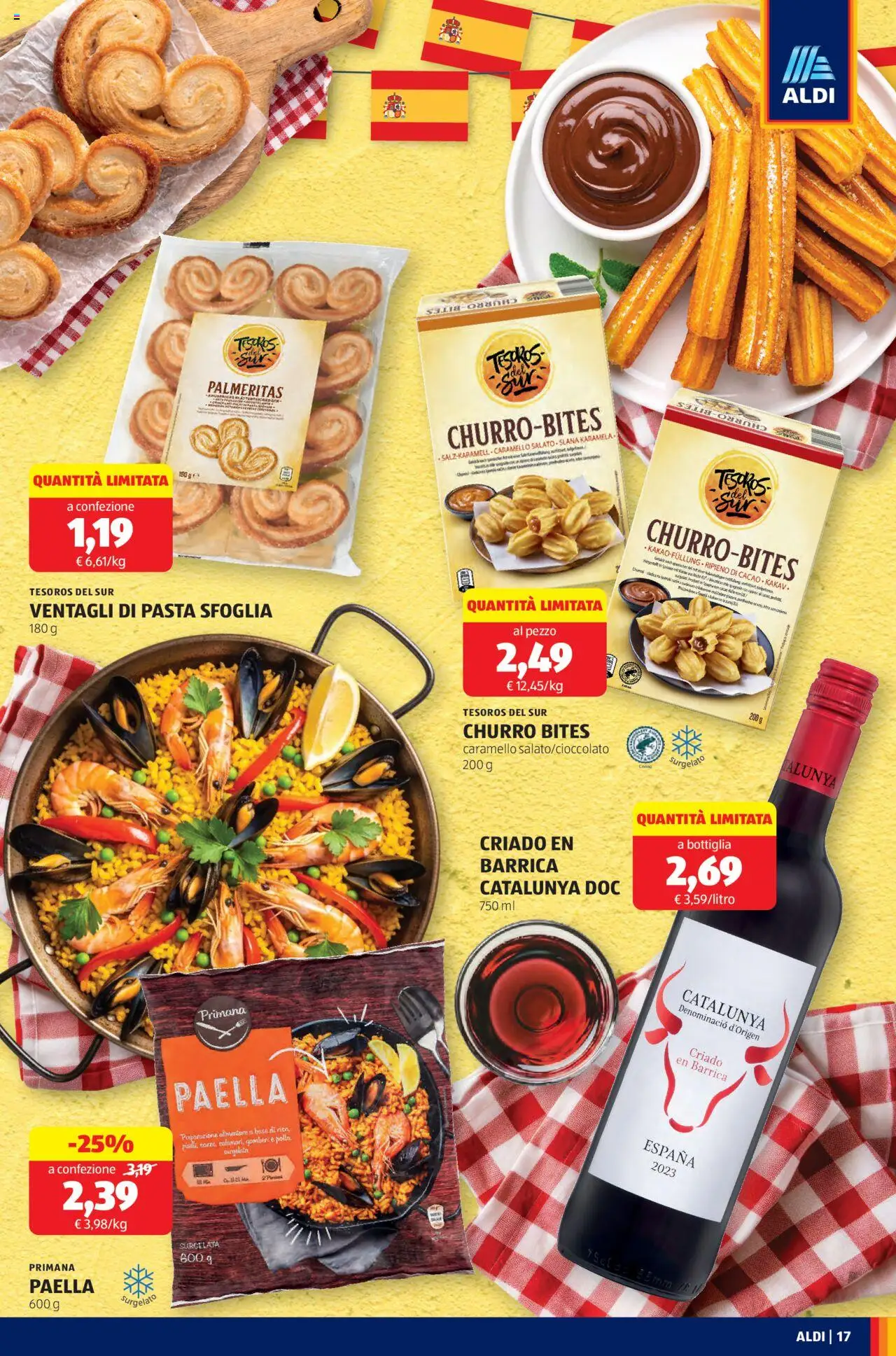 Volantino Aldi del 15.09.2025 | Pagina: 17 | Prodotti: Pasta sfoglia, Pasta, Cacao, Paella