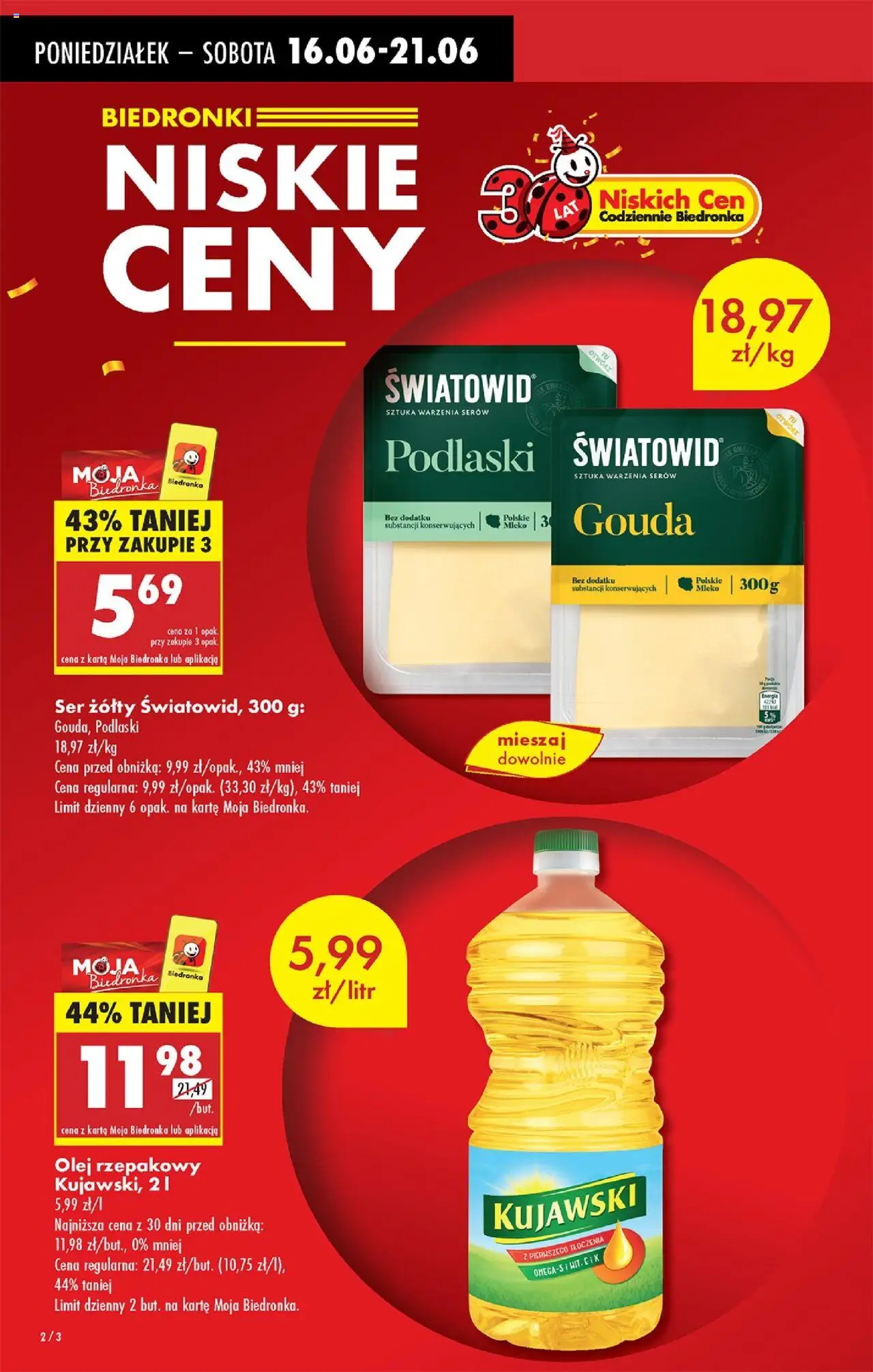 Biedronka gazetka od 16.06.2025 | Strona: 4 | Produkty: Ser żółty, Mleko, Ser, Olej