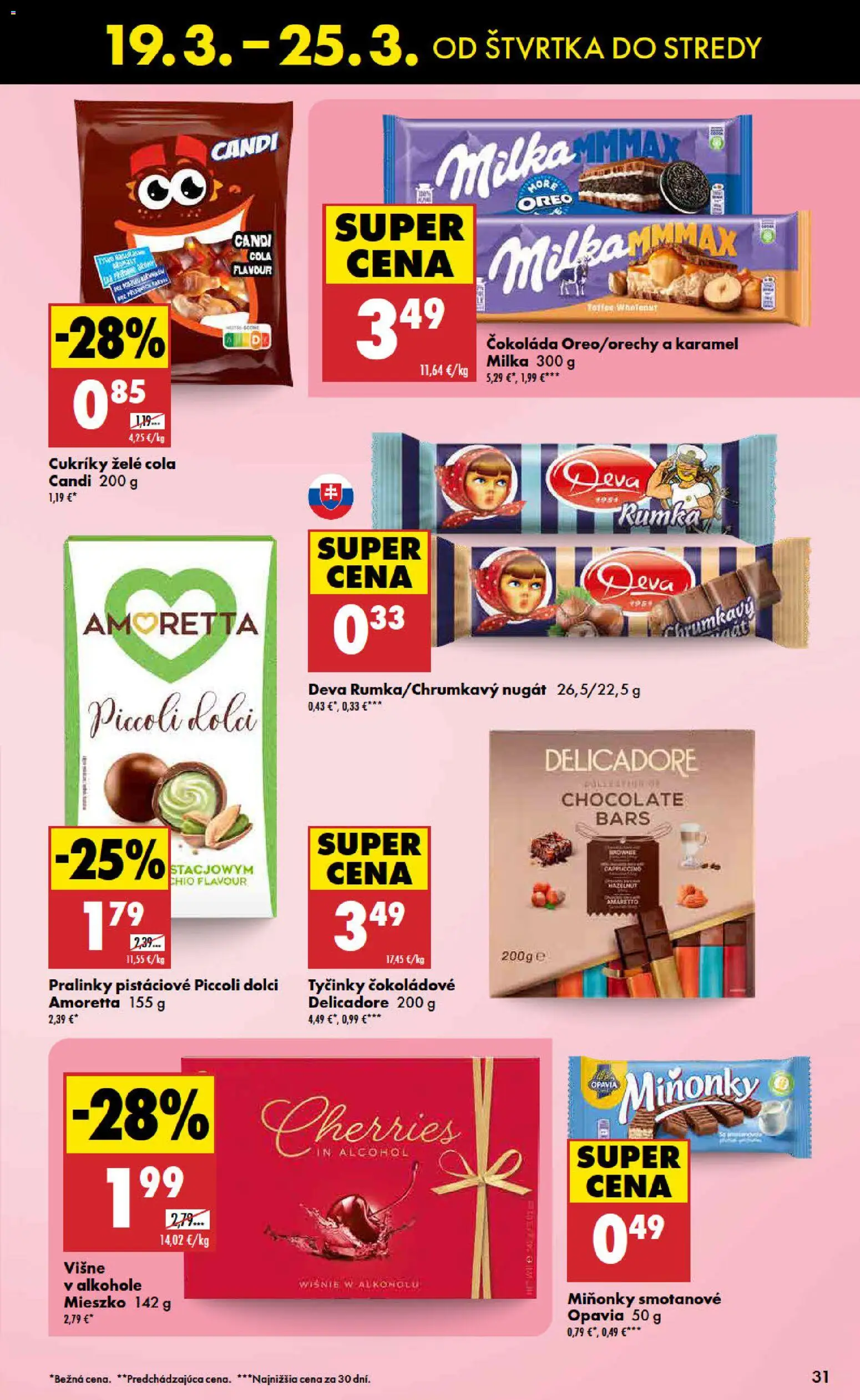 Nové Biedronka akcie – leták je platný od 19.03.2026 | Strana: 31 | Produkty: Cukríky, Milka, Cola, Višne