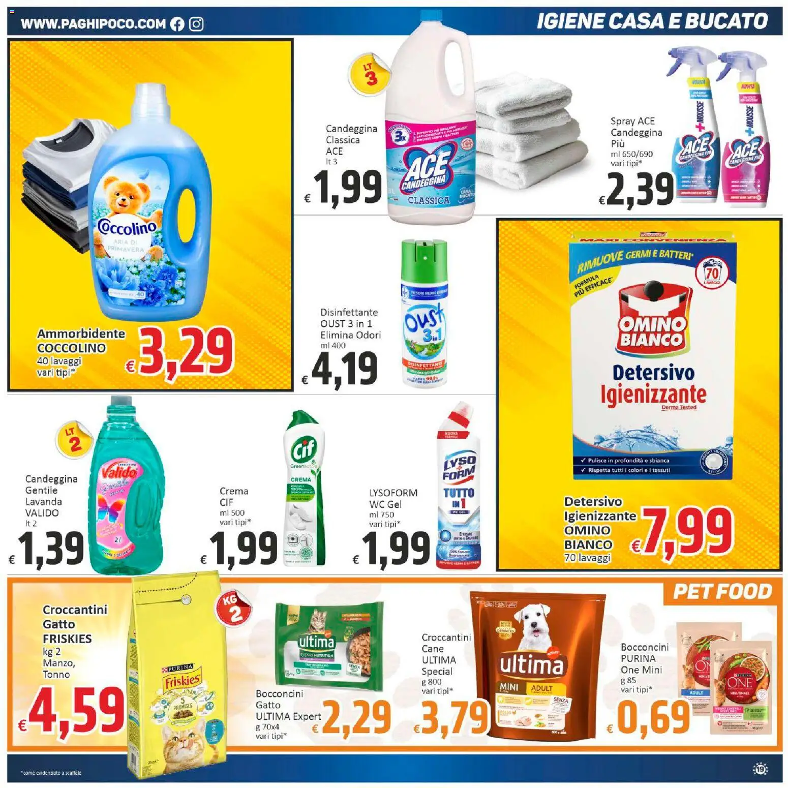 Volantino Paghi Poco del 07.01.2026 | Pagina: 19 | Prodotti: Crema, Ammorbidente, Tonno, WC