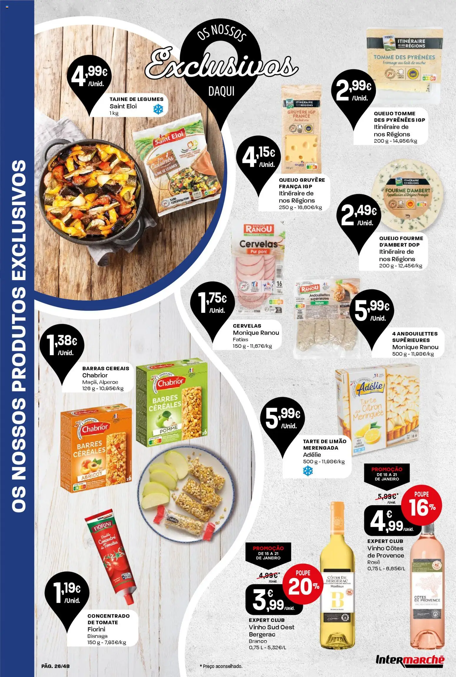Intermarché folheto │ válido de 15.01.2026 | Página: 26 | Produtos: Queijo, Tarte, Tomate, Cereais