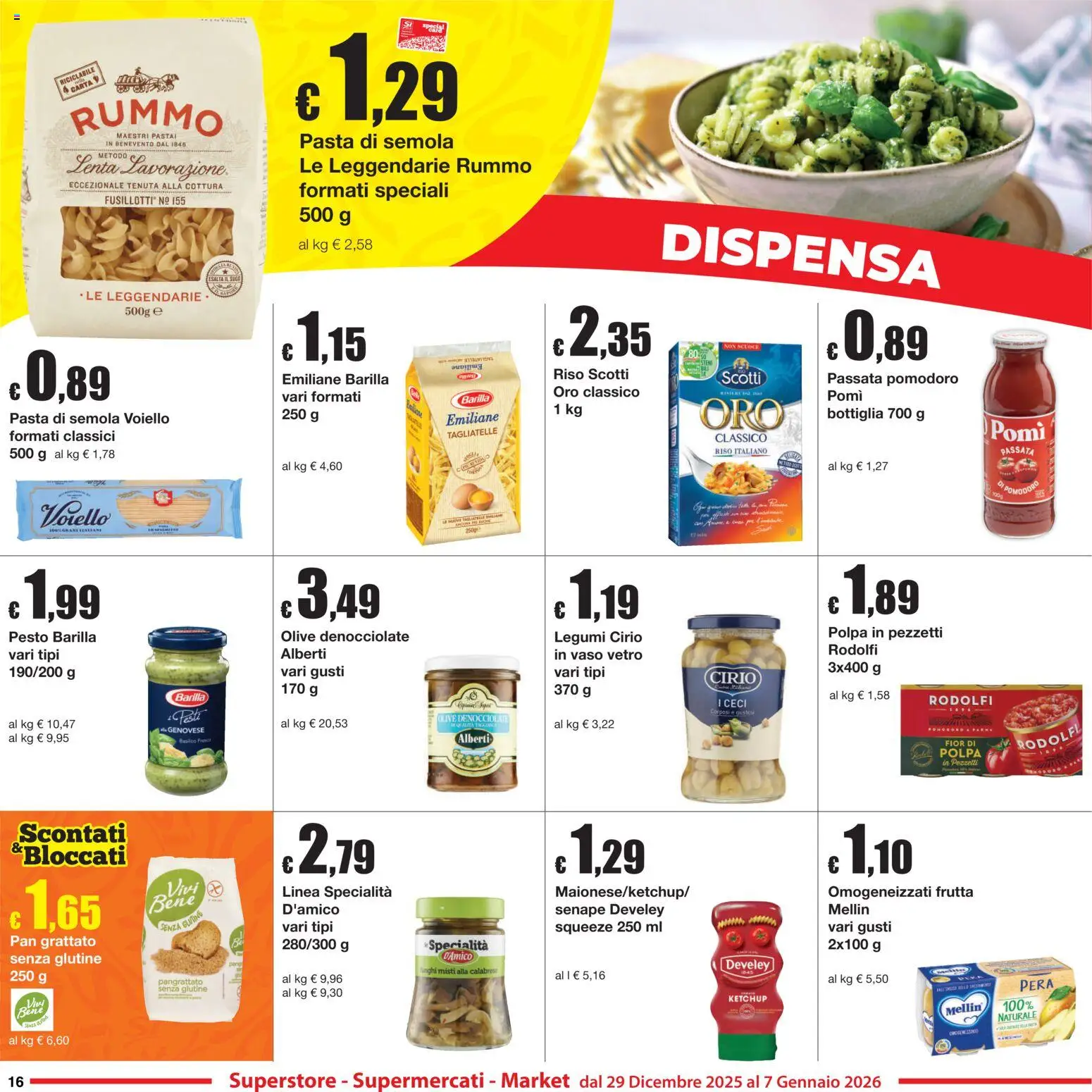 Volantino Sì con Te del 29.12.2025 | Pagina: 16 | Prodotti: Tagliatelle, Olive, Pera, Pesto