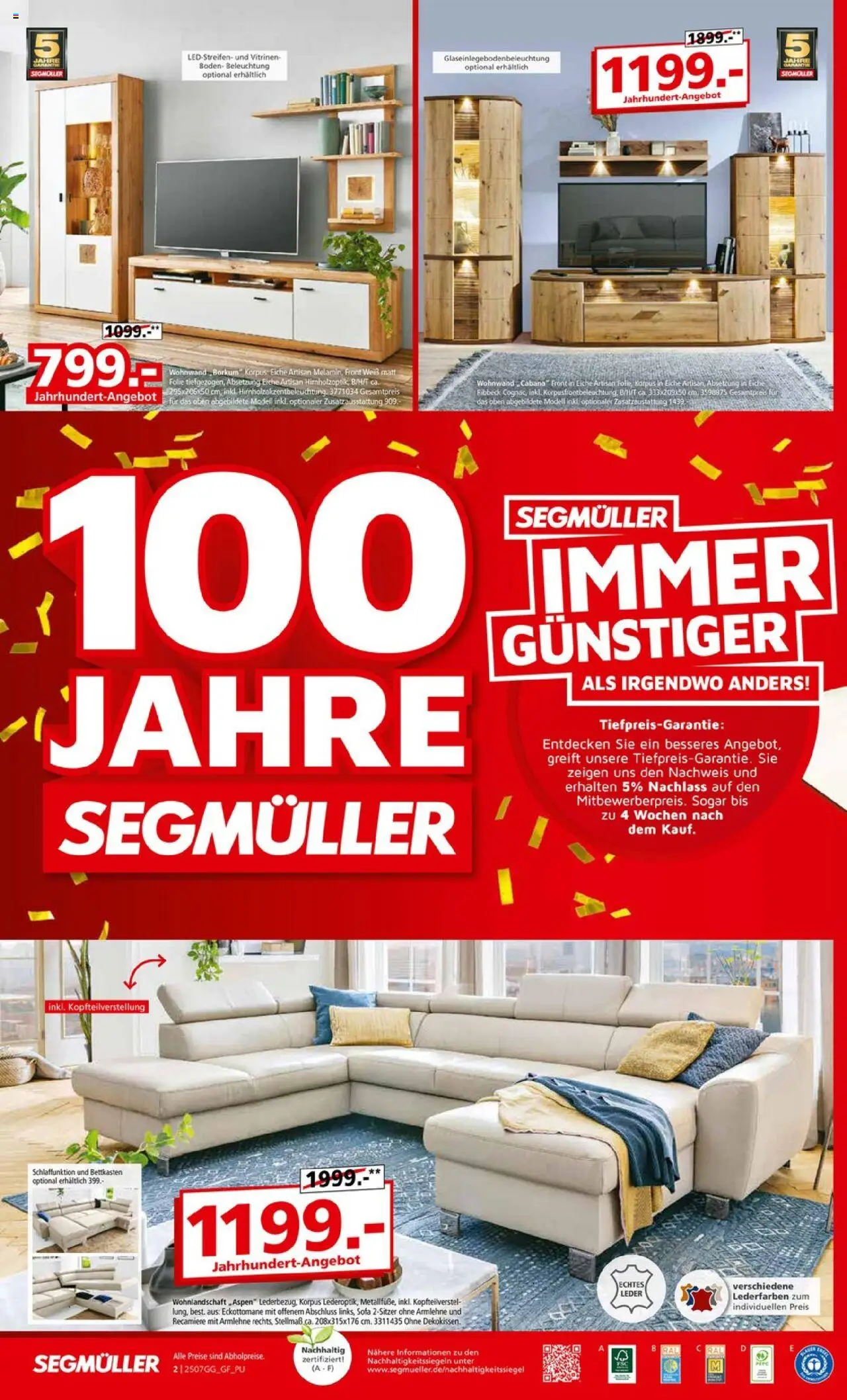 Segmüller Prospekt 	 - gültig ab dem 20.07.2025 | Seite: 2 | Produkte: Wohnlandschaft, Wohnwand, Sofa