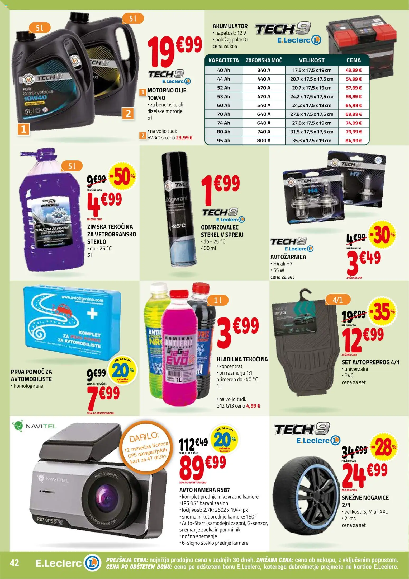 Novi E.leclerc katalog ponudbe – veljaven od 26.11.2025 | Stran: 42 | Izdelki: Kamera, Kos, Akumulator, Olje