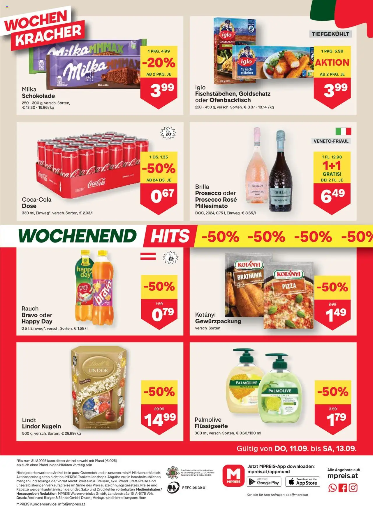 MPREIS Hohenems gültig ab 11.09.2025 | Seite: 12 | Produkte: Schokolade, Pizza, Fisch