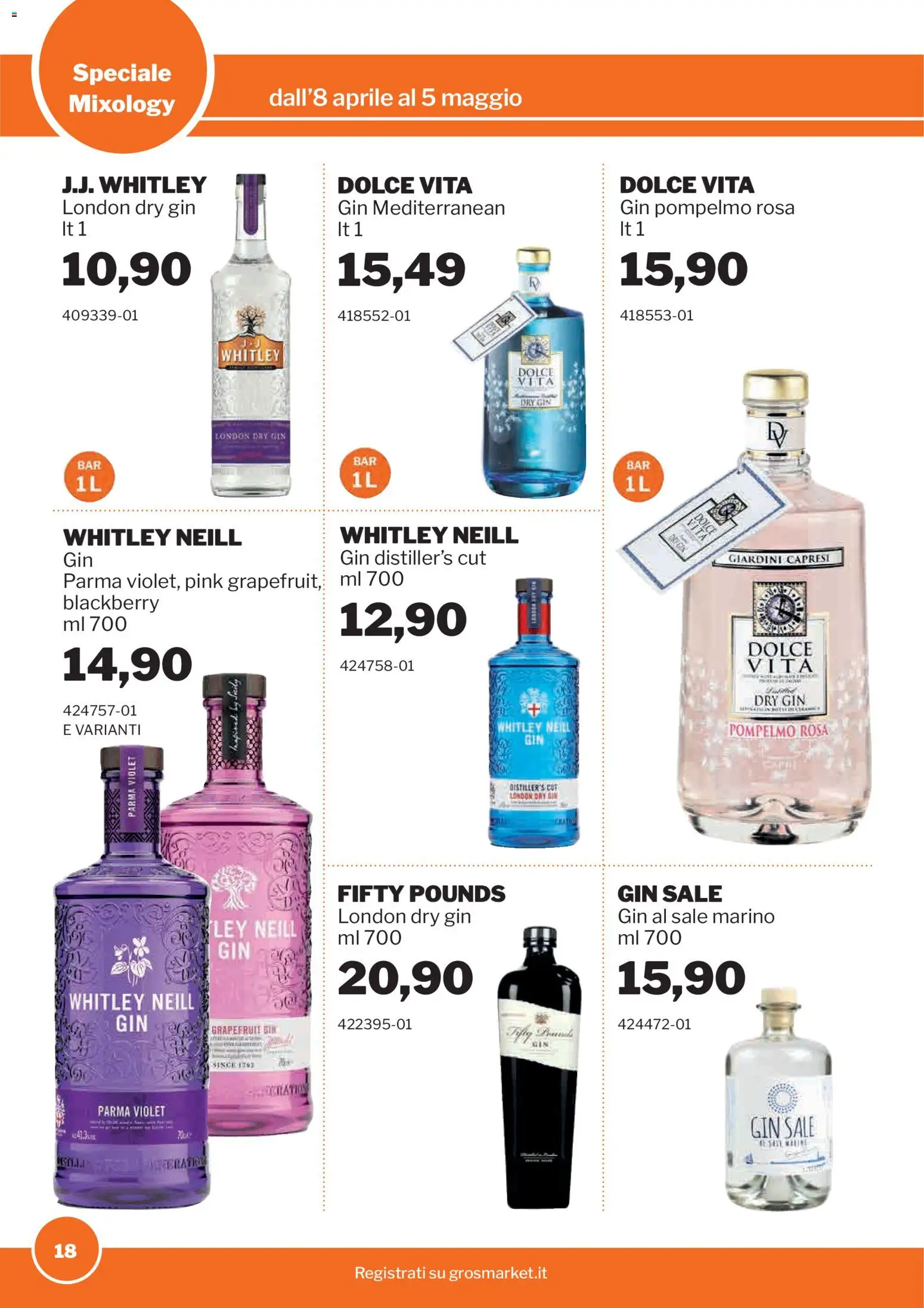 Volantino Sogegross del 08.04.2026 | Pagina: 18 | Prodotti: Gin, Pompelmo, Sale