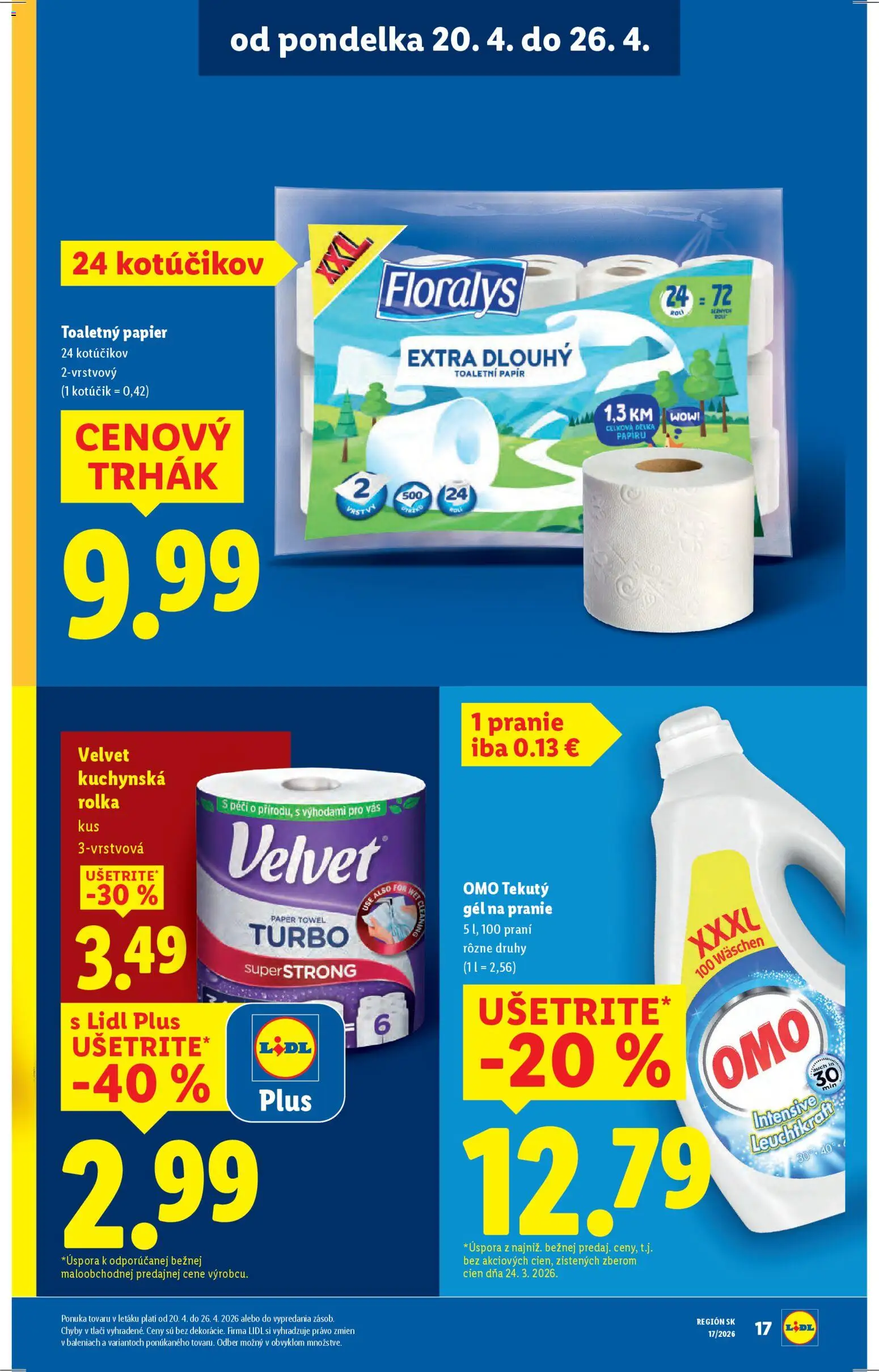 Nové Lidl akcie – leták je platný od 20.04.2026 | Strana: 17 | Produkty: Toaletný papier