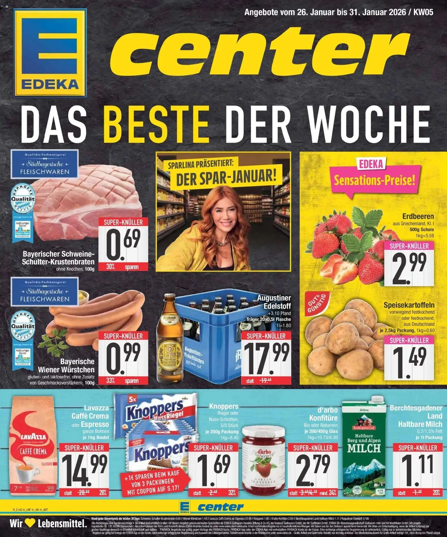 Edeka prospekt Neuburg an der Donau	 – gültig ab 26.01.2026 | Seite: 1 | Produkte: Milch, Haltbare milch, Knoppers, Erdbeeren
