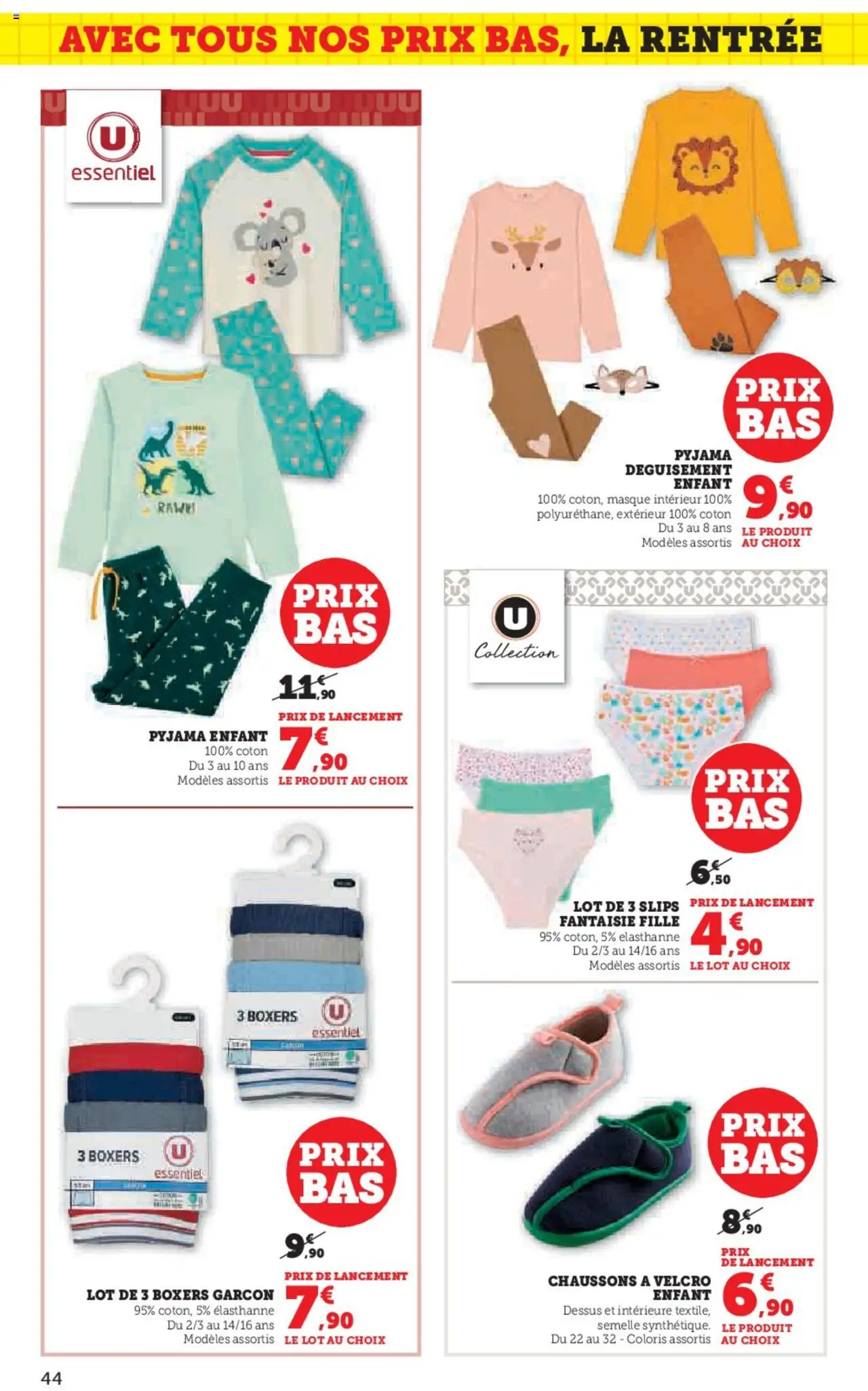  | Page: 44 | Produits: Coton, Masque, Slips, Chaussons