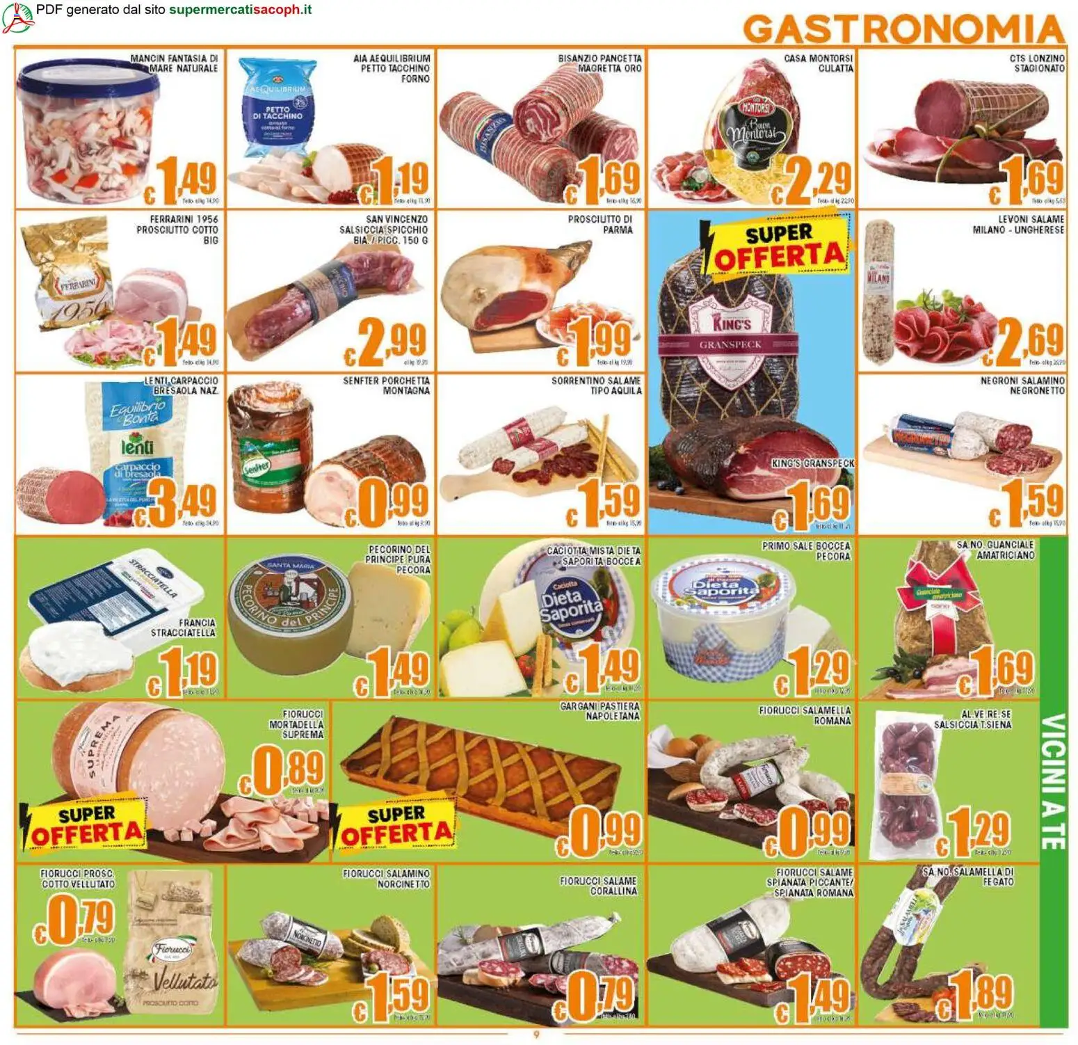 Volantino Sacoph del 27.03.2026 | Pagina: 9 | Prodotti: Sale, Tacchino, Pecorino, Guanciale