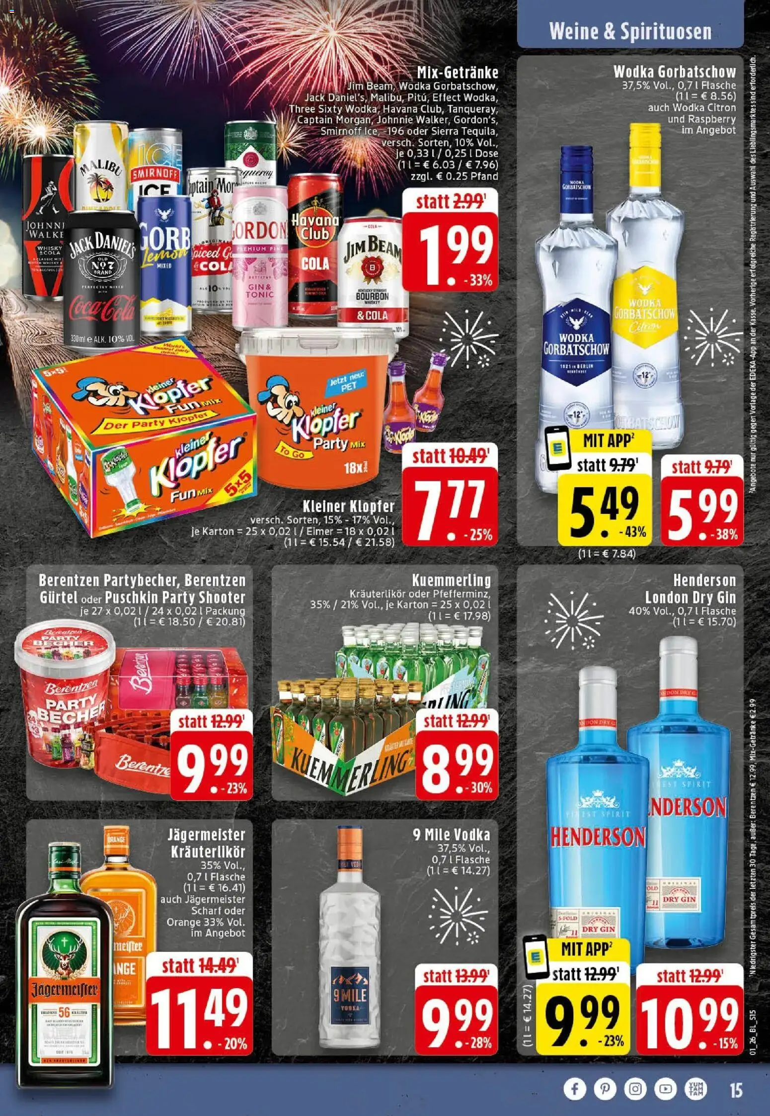 Edeka prospekt Rheine	 – gültig ab 28.12.2025 | Seite: 15 | Produkte: Mixer, Coca cola, Cola, Wodka gorbatschow