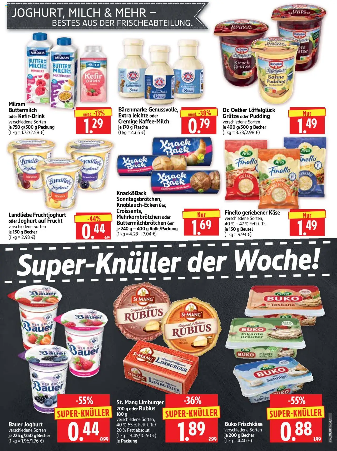 HERKULES Prospekt 	 - gültig ab dem 21.07.2025 | Seite: 7 | Produkte: Buttermilch, Käse, Pfirsich, Frischkase