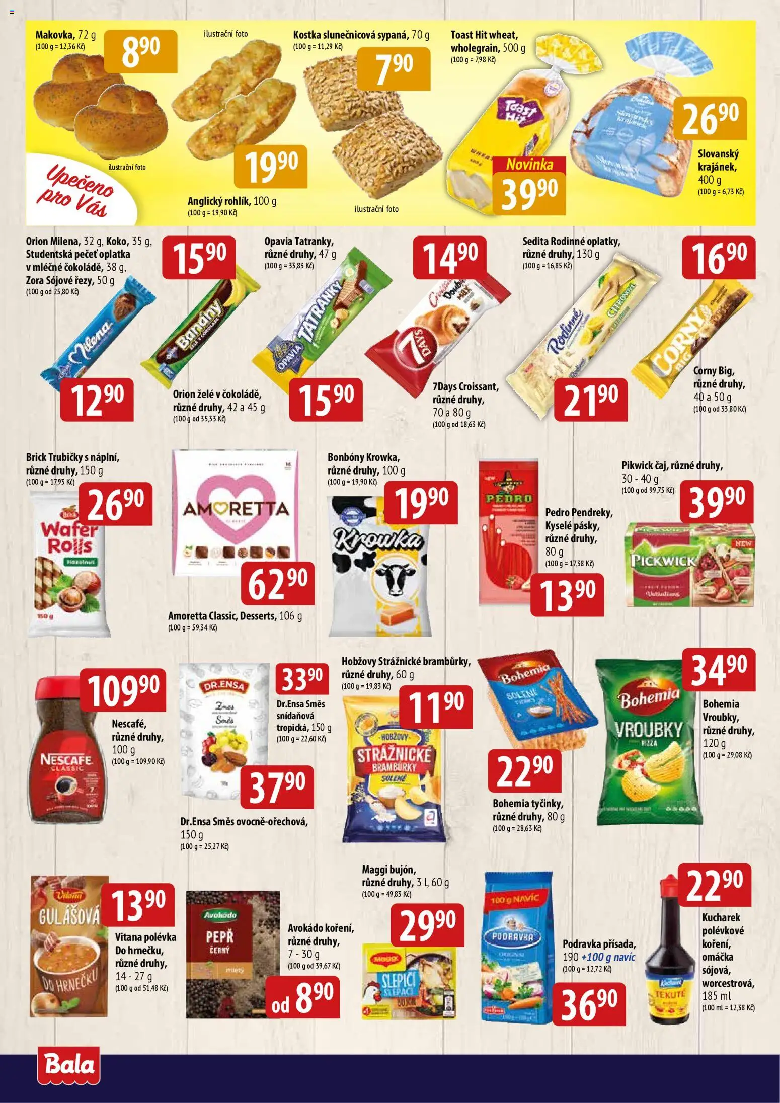 BALA velký leták + od 18.02.2026 | Strana: 4 | Produkty: Pizza, Banány, Bramburky, Bonbóny