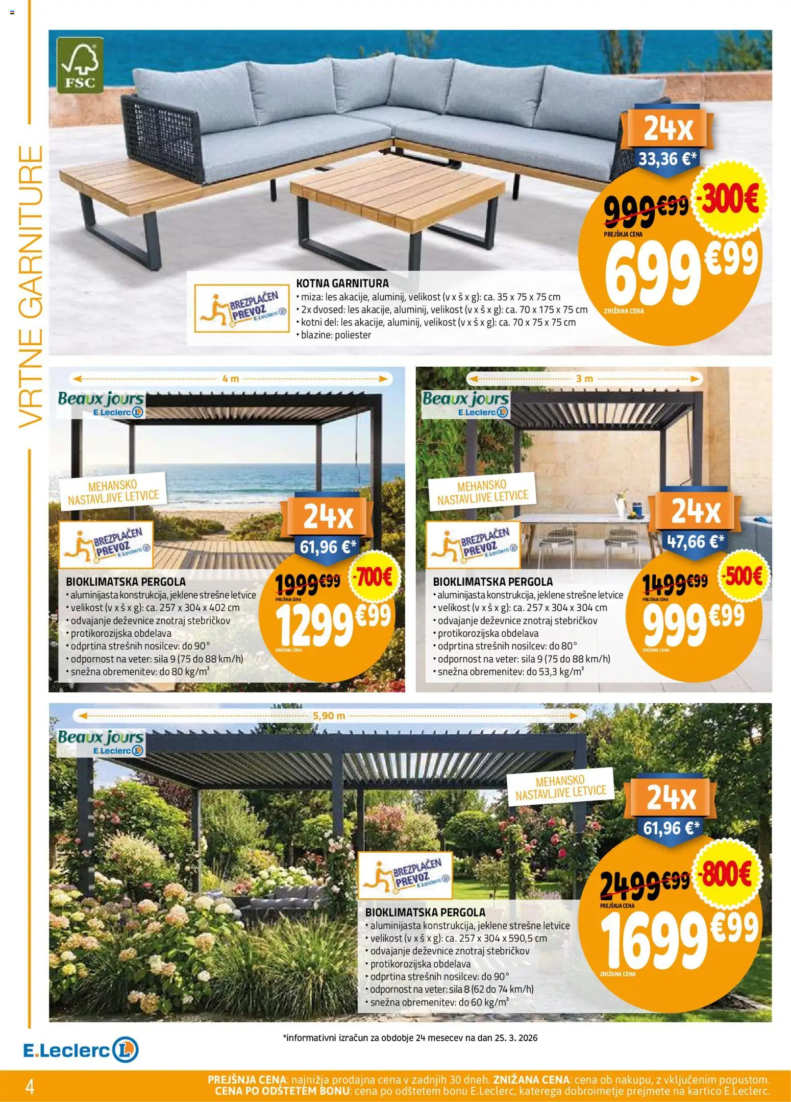 Novi E.leclerc katalog ponudbe – veljaven od 08.04.2026 | Stran: 4 | Izdelki: Dvosed, Miza