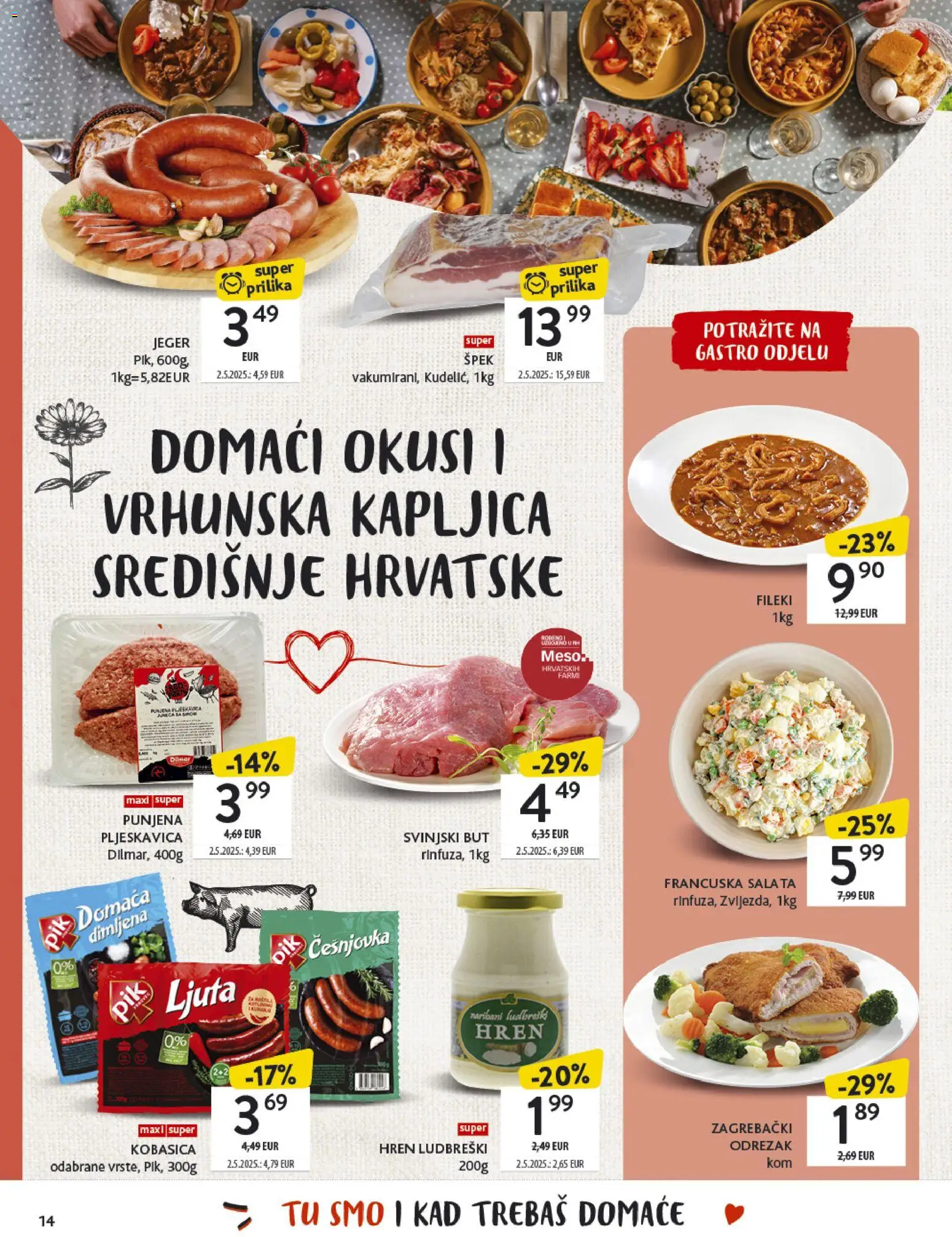 Konzum katalog | vrijedi od 27.10.2025 | Stranica: 14 | Proizvodi: Meso, Salata, Kobasica, Hren