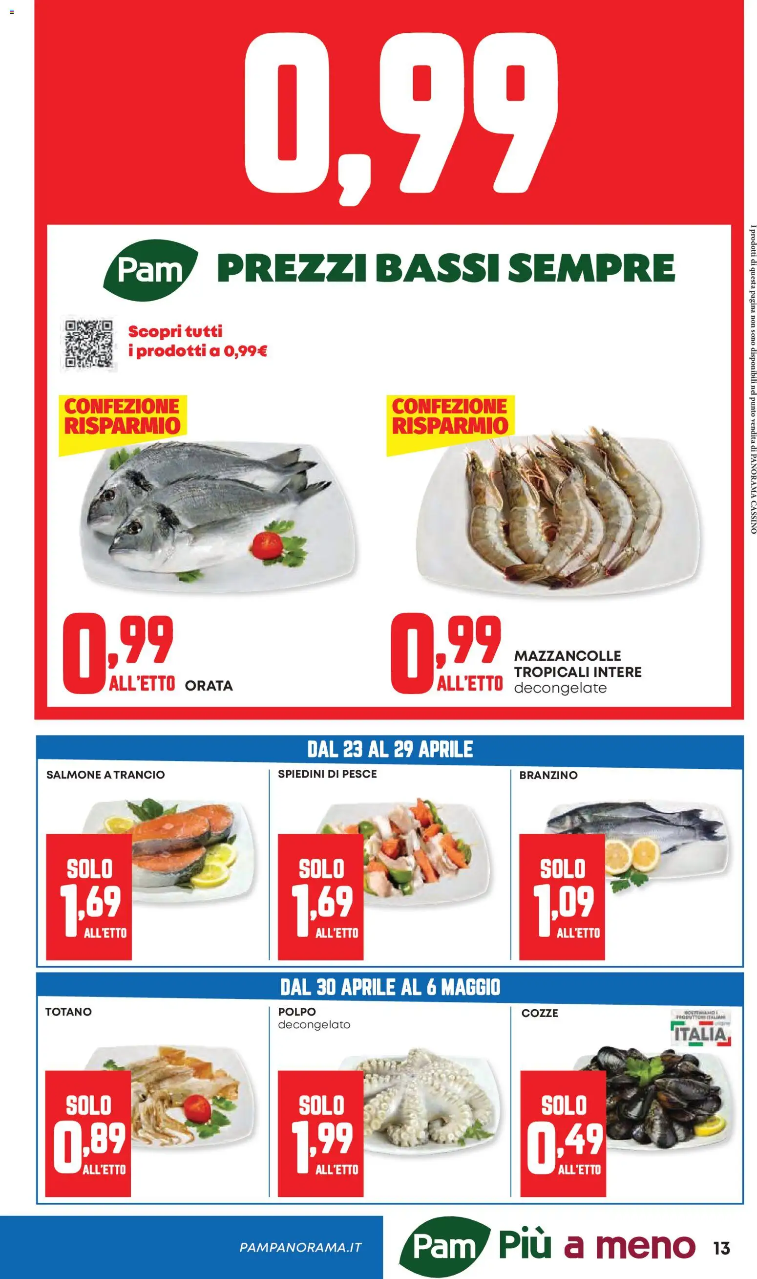 Volantino Panorama del 23.04.2026 | Pagina: 13 | Prodotti: Salmone, Pesce, Cozze, Orata