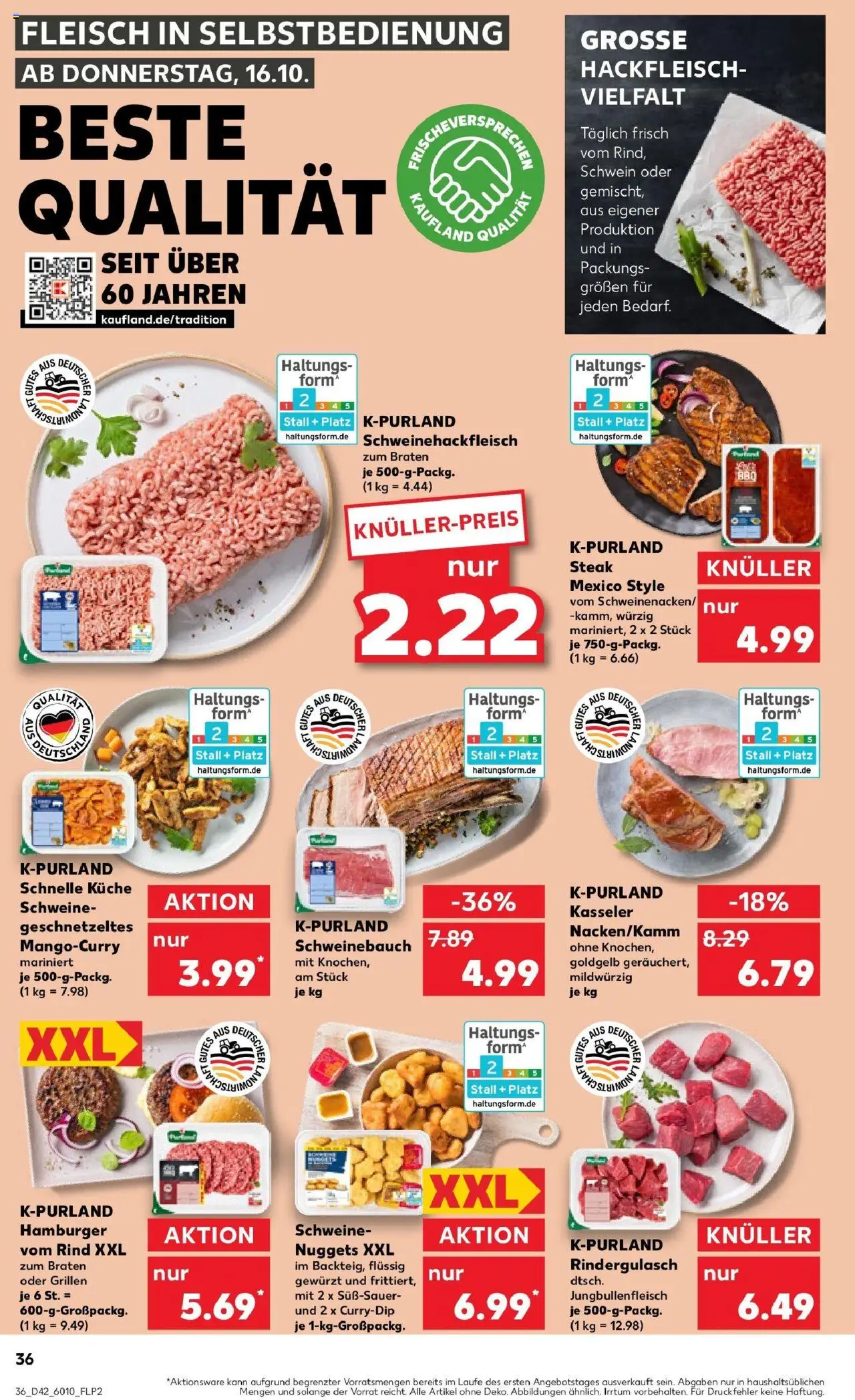 Kaufland prospekt Ellwangen (Jagst)	 – gültig ab 19.10.2025 | Seite: 36 | Produkte: Schweinebauch, Mango, Fleisch, Hackfleisch
