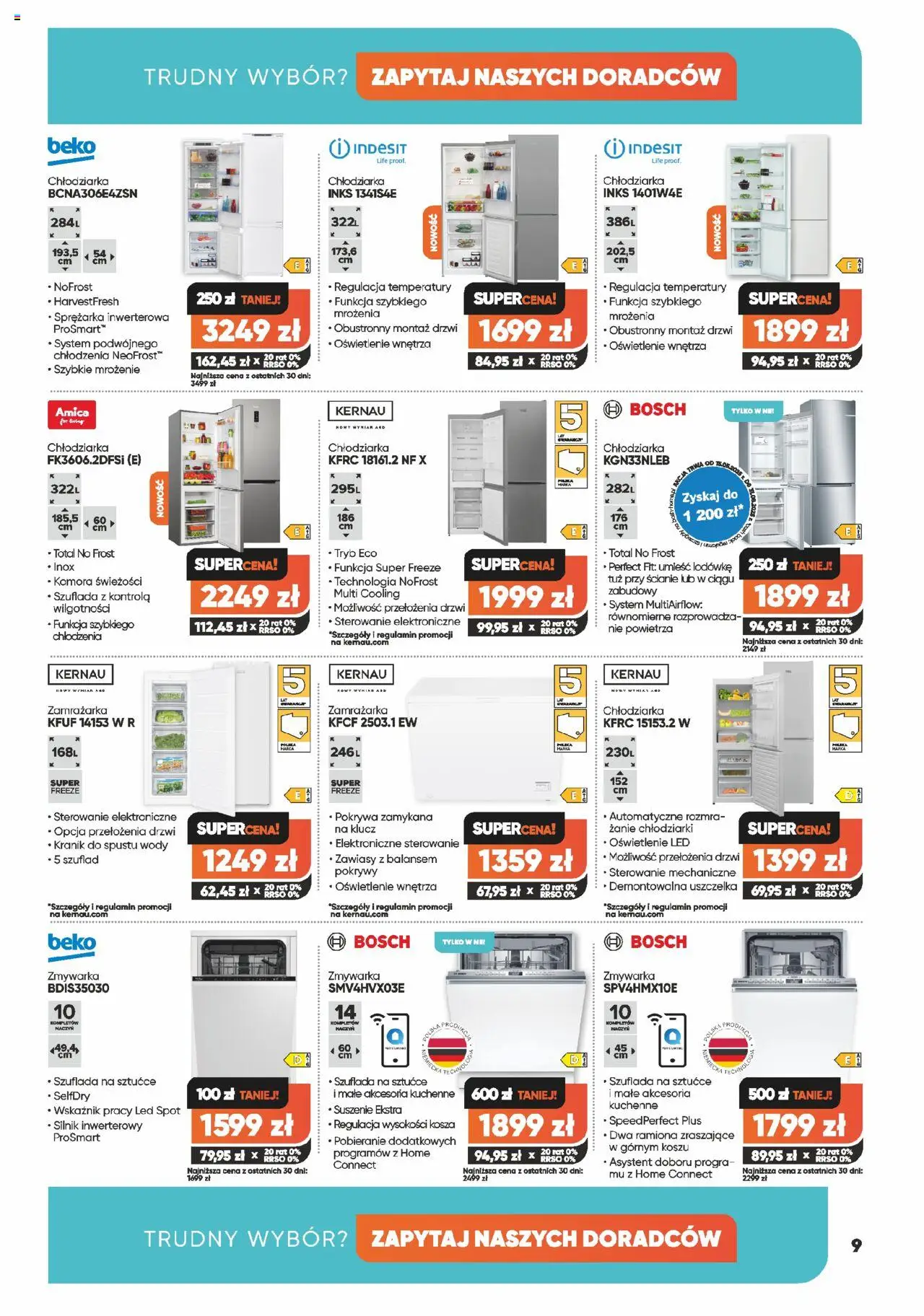 Max elektro Gazetka od 29.05.2025 | Strona: 9 | Produkty: Zamrażarka, Zmywarka, Sztućce