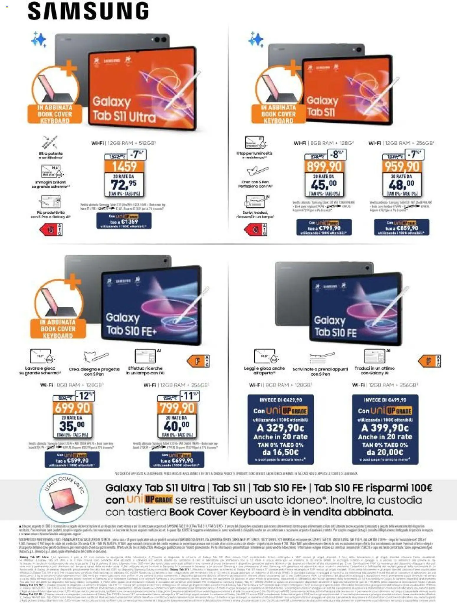 Volantino Unieuro del 20.03.2026 | Pagina: 10 | Prodotti: Schermo, Samsung Galaxy, Tastiera, Samsung