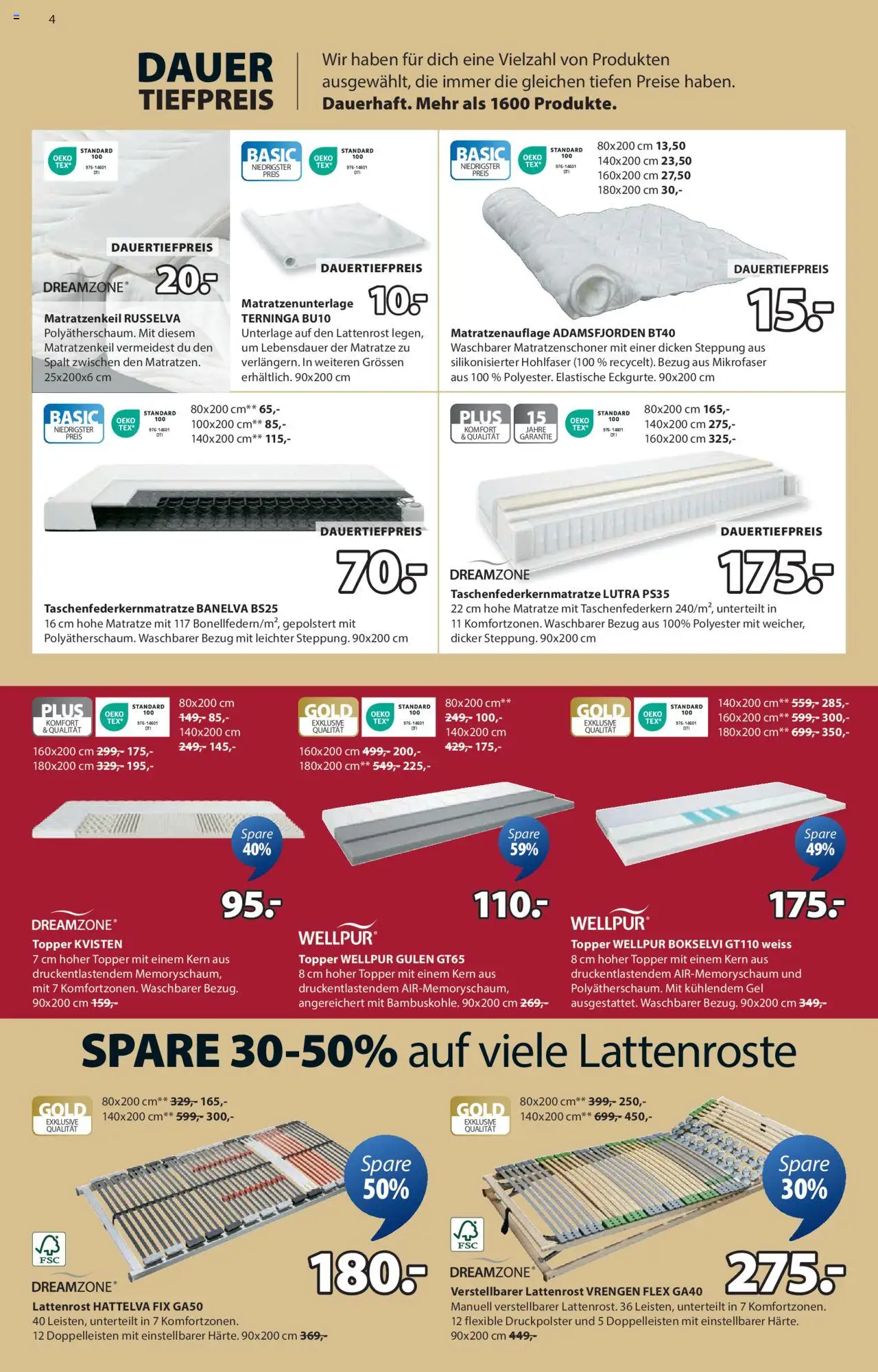 JYSK Aktionen ab 05.08.2025 | Seite: 5 | Produkte: Matratze, Topper, Matratzenschoner, Lattenrost