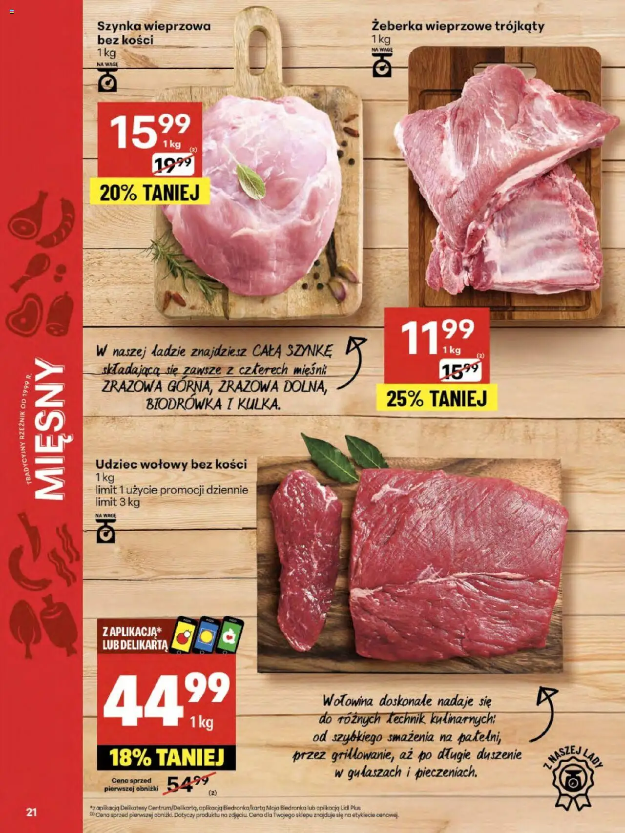 Delikatesy Centrum Gazetka - Sklepy Własne od 14.08.2025 | Strona: 21 | Produkty: Szynka wieprzowa, Szynka, Delikatesy, Wołowina