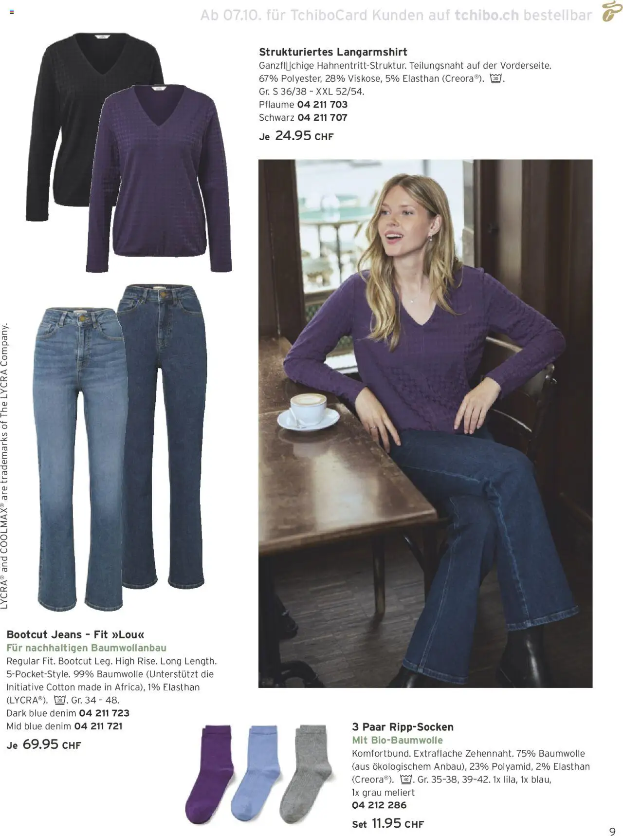 Tchibo Aktionen – gültig ab 10.10.2025 | Seite: 9 | Produkte: Jeans, Langarmshirt