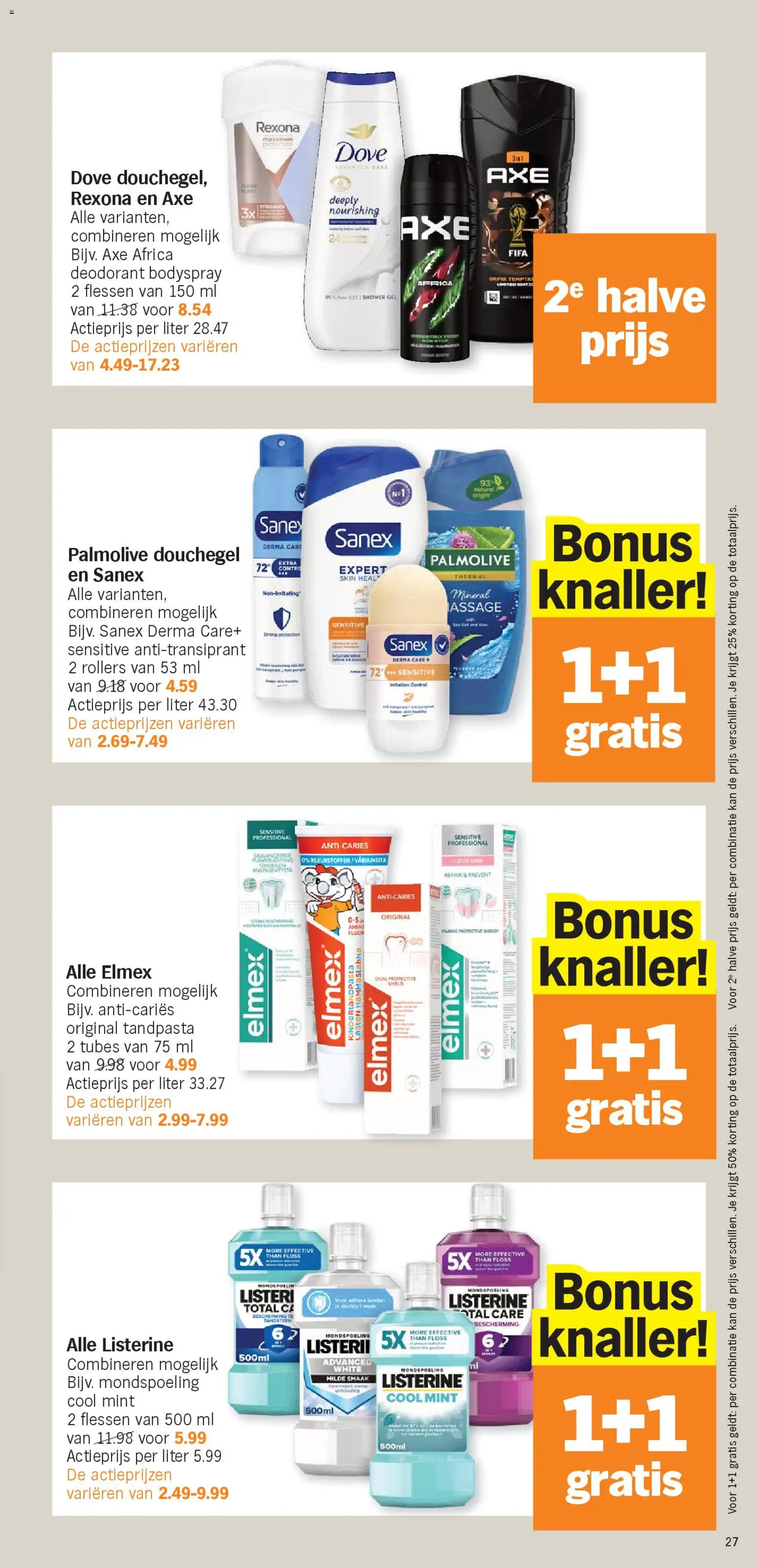 {H1} | Pagina: 27 | Producten: Mondspoeling, Douchegel, Tandpasta, Kan